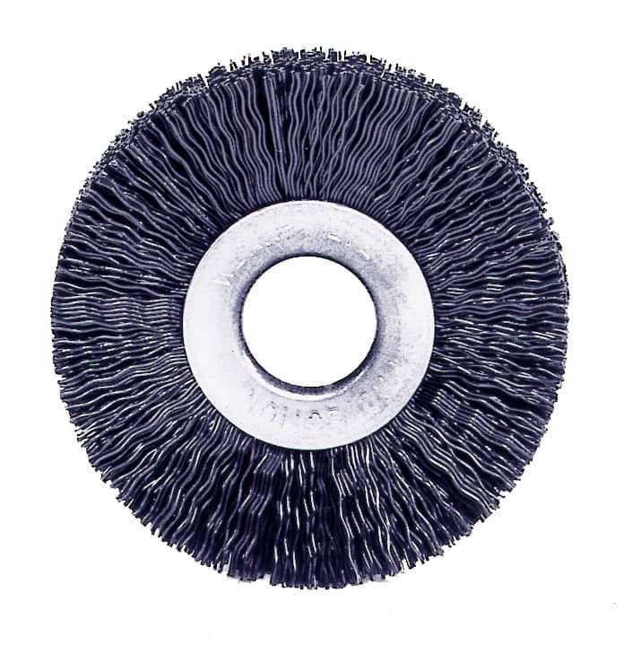 Picture of 2" Small Diameter Nylon Wheel Brush, .014" Crimped Black Nylon Fill, 1/2" Arbor Hole