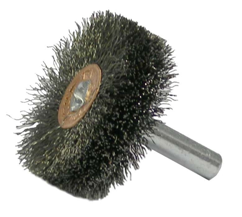 Picture of 1-1/2" Wide Face Stem-Mounted Crimped Wire Wheel, .006" Steel Fill, 1/4" Stem