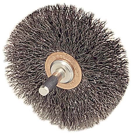 Picture of 2-1/2" Narrow Face Stem-Mounted Crimped Wire Wheel, .006" Steel Fill, 1/4" Stem