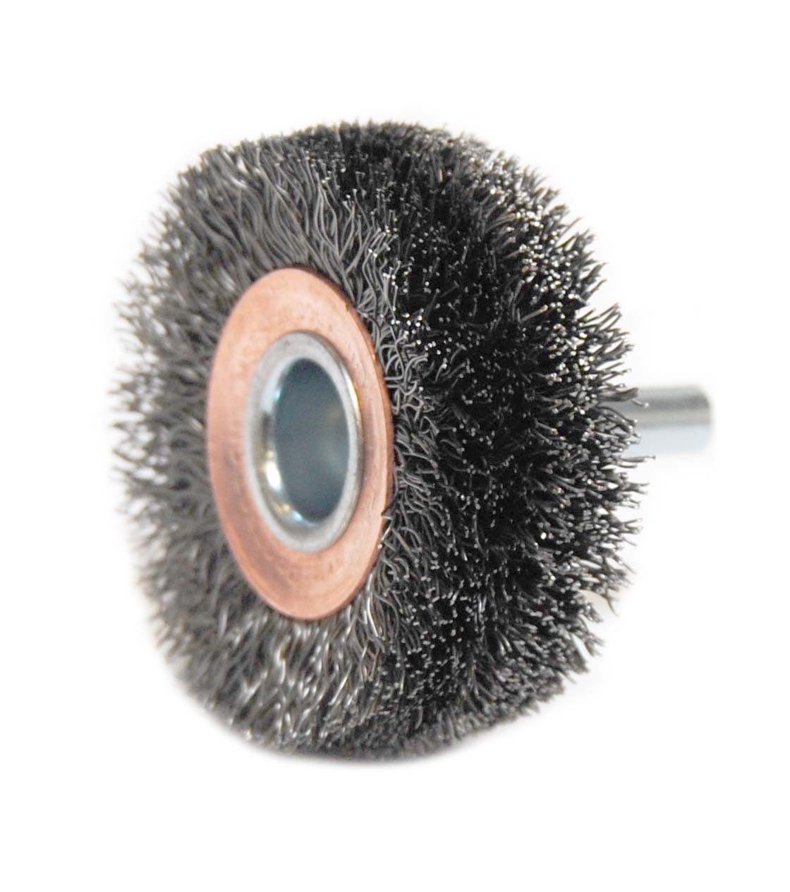 Picture of 2" Wide Face Stem-Mounted Crimped Wire Wheel, .0118" Steel Fill, 1/4" Stem