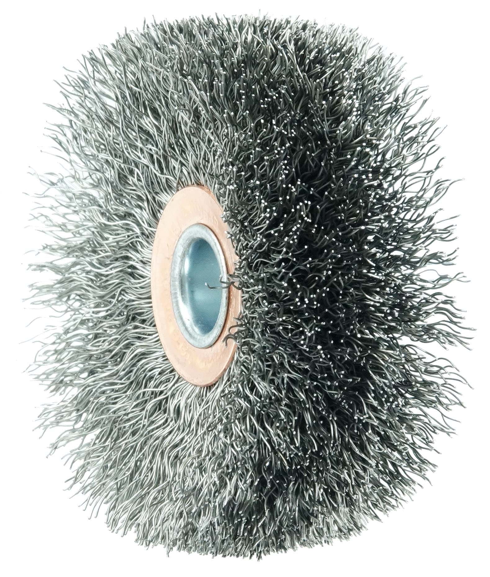 Picture of 3" Wide Face Stem-Mounted Crimped Wire Wheel, .0118" Steel Fill, 1/4" Stem