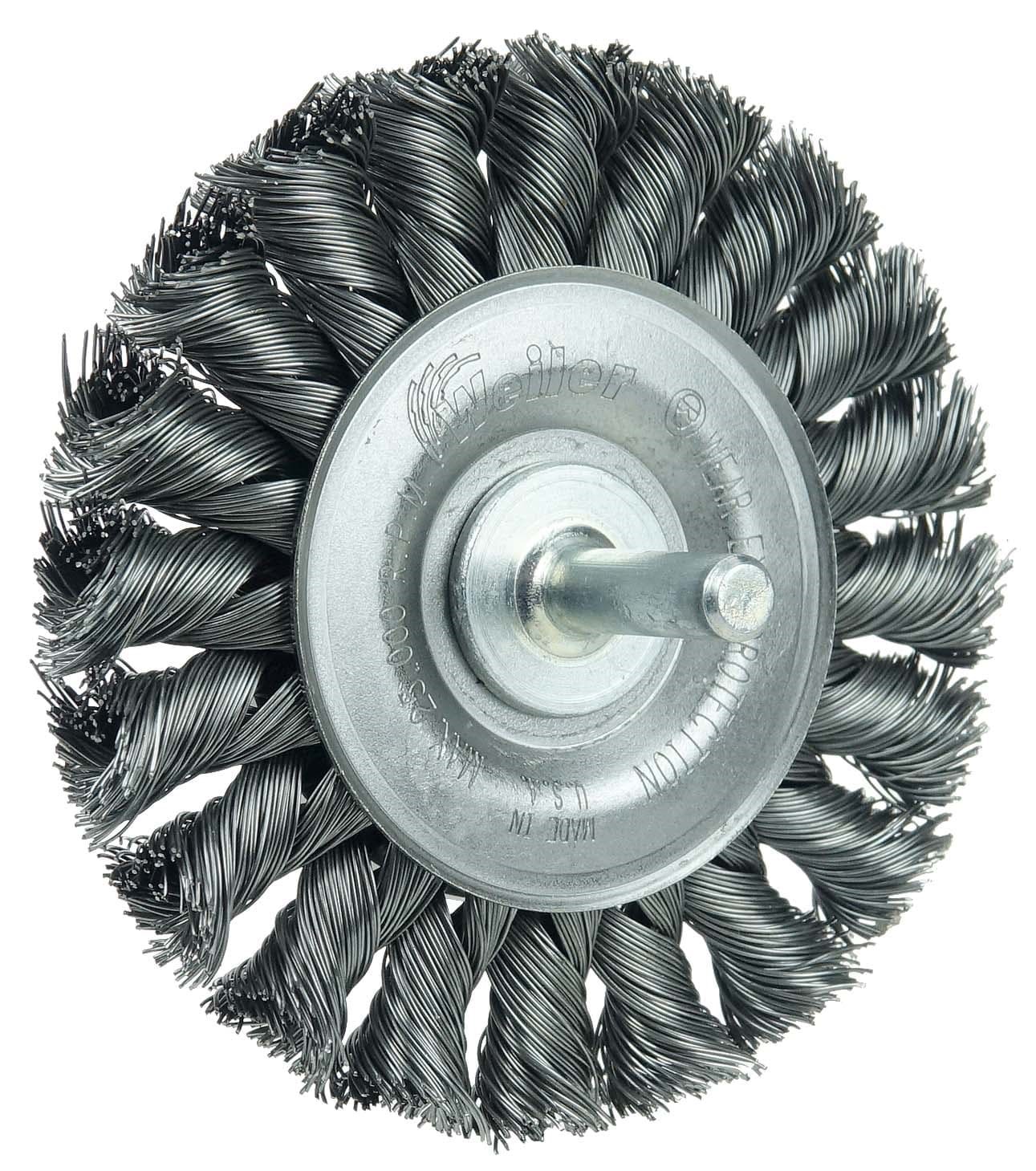 Picture of 3-1/4" Stem-Mounted Knot Wire Wheel, .020" Steel Fill, 1/4" Stem