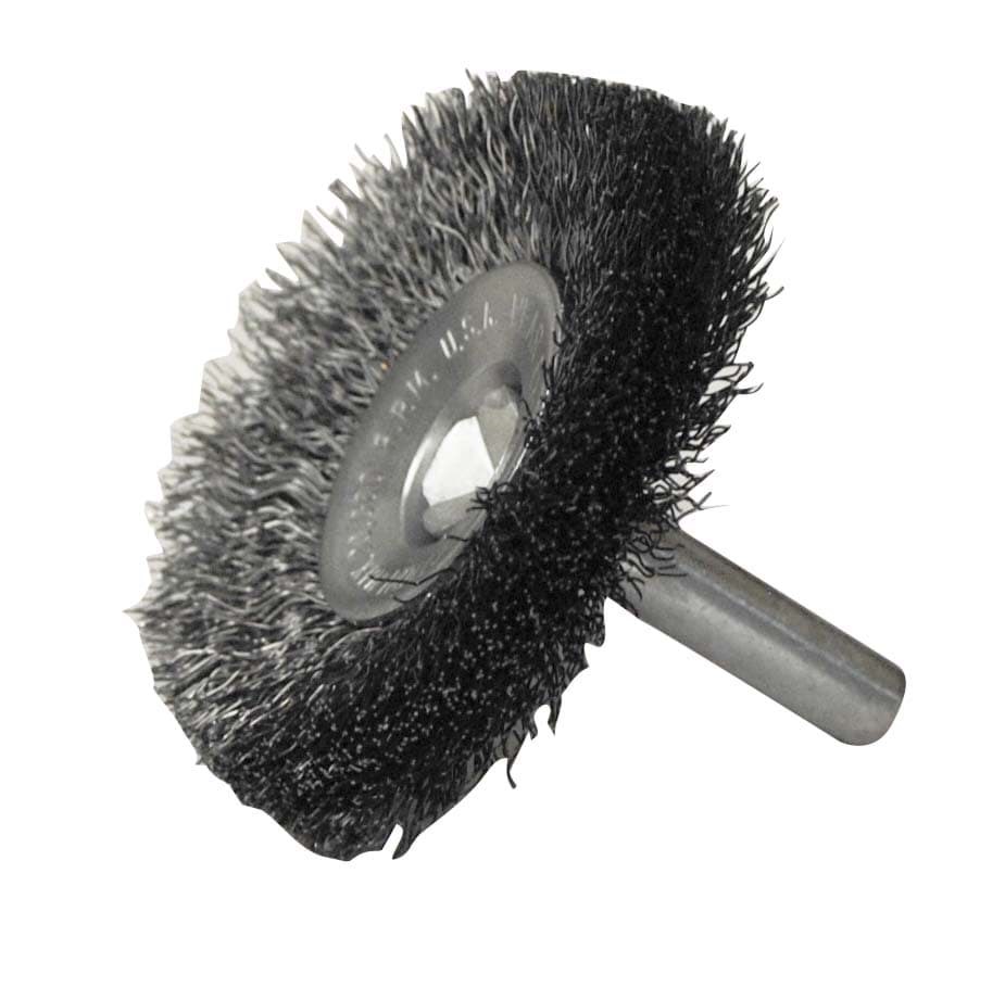 Picture of 2" Stem-Mounted Concave Crimped Wire Wheel, .008" Steel Fill, 1/4" Stem