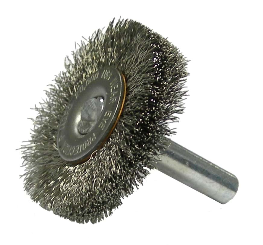 Picture of 1-1/2" Stem-Mounted Crimped Wire Radial Wheel, .006" Steel Fill, 1/4" Stem