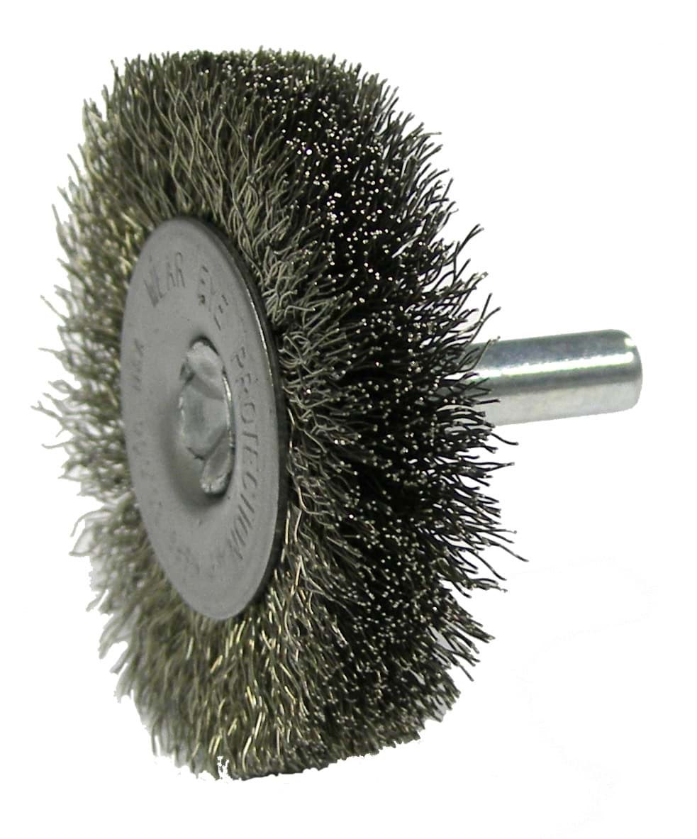 Picture of 2" Stem-Mounted Crimped Wire Radial Wheel, .008" Steel Fill, 1/4" Stem