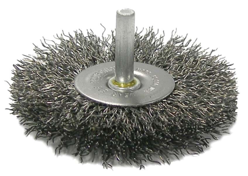 Picture of 4" Stem-Mounted Crimped Wire Radial Wheel, .014" Steel Fill, 1/4" Stem