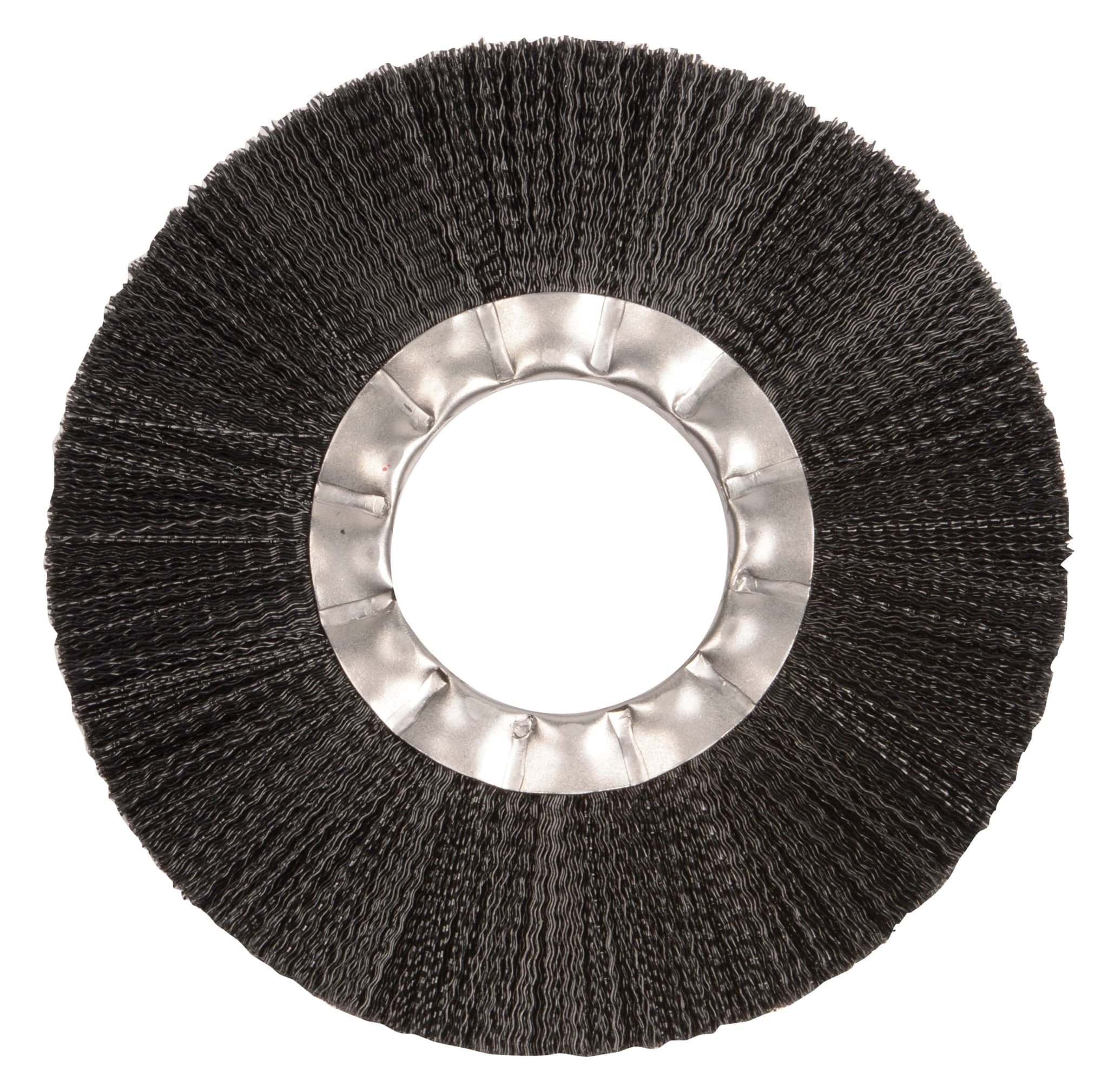 Picture of 6" Nylon Wheel Brush, .016" Crimped Black Fill, 2" Arbor Hole