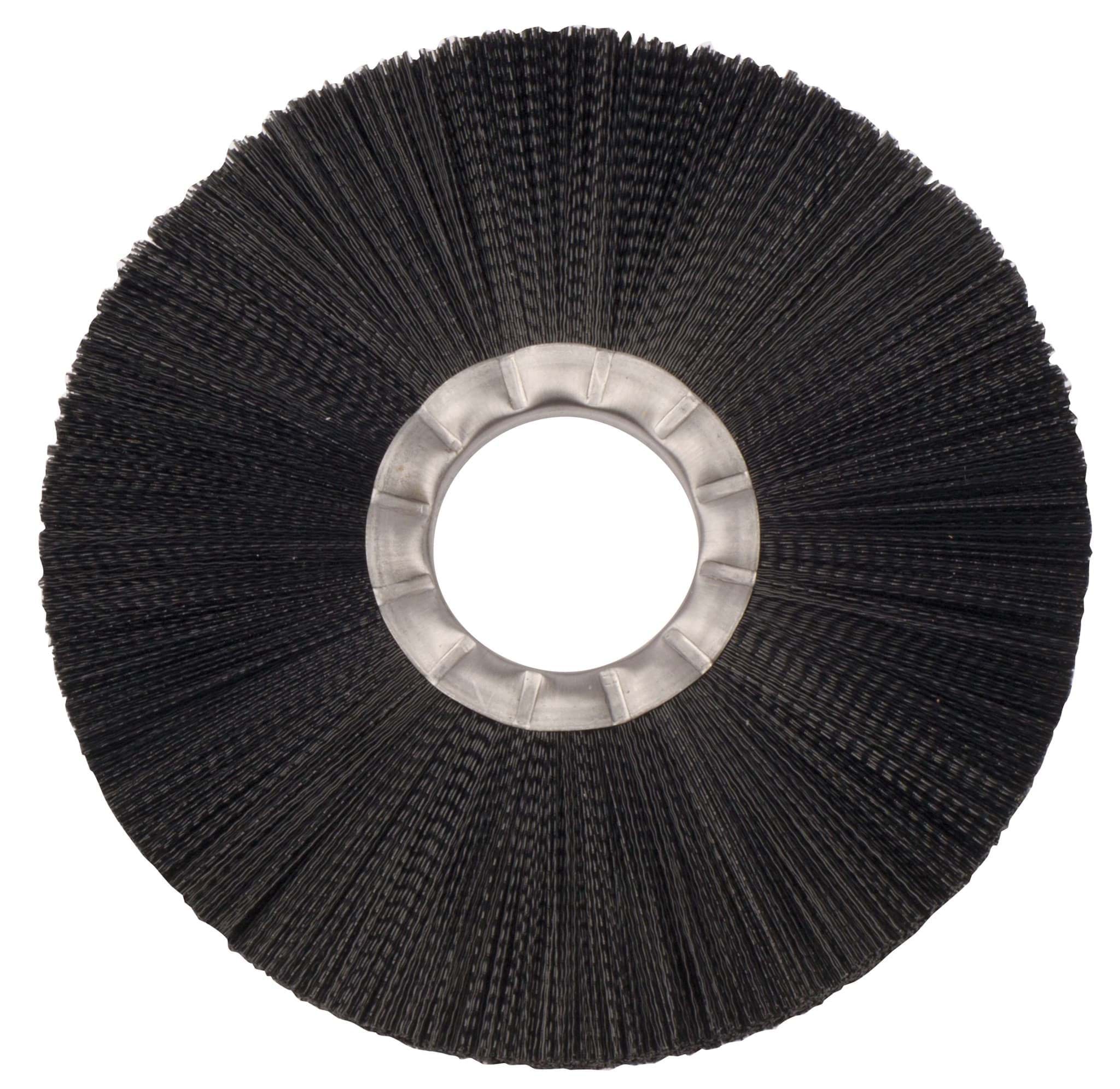 Picture of 8" Nylon Wheel Brush, .020" Crimped Black Fill, 2" Arbor Hole