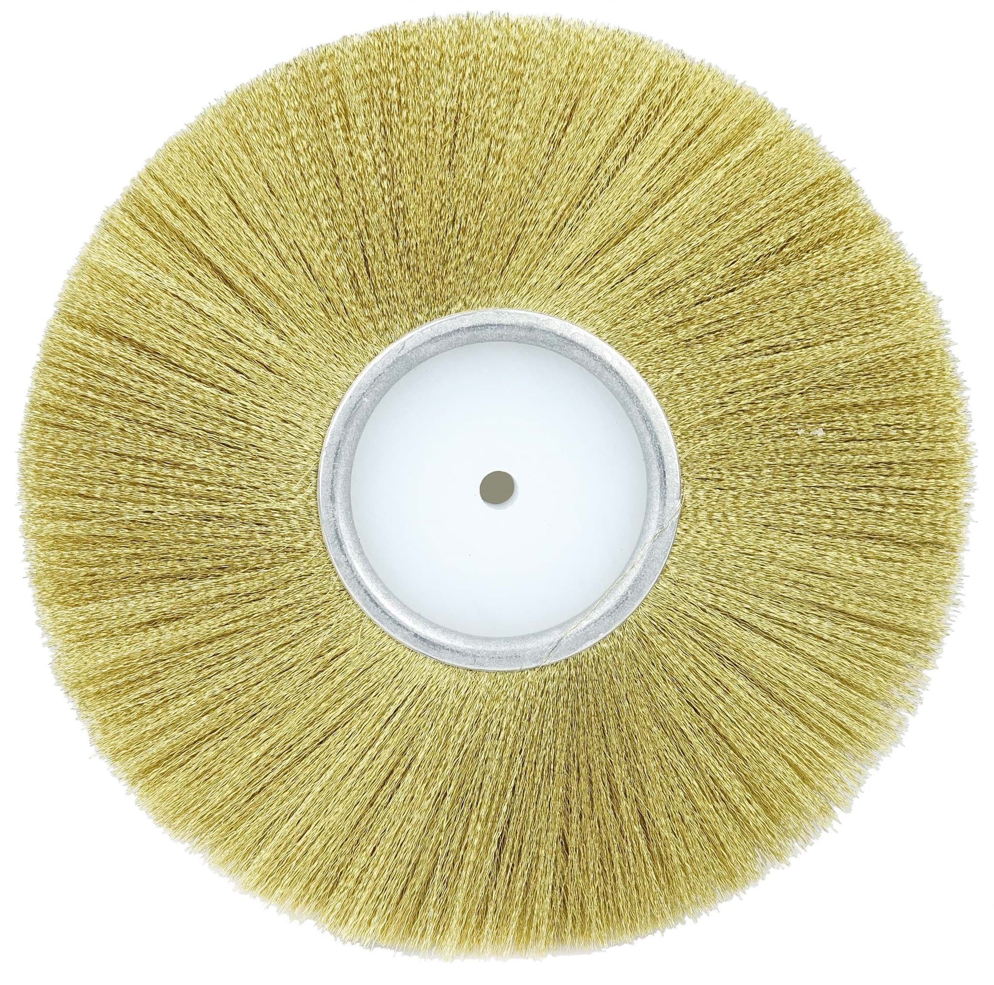 Picture of 6" Plater's Crimped Wire Wheel, .005" Brass Fill, 1/4" Arbor Hole