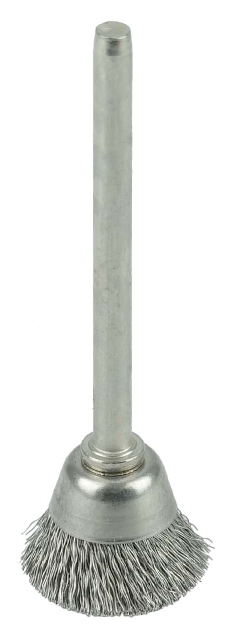 Picture of 5/8" Miniature Wire Cup Brush, .005" Stainless Steel Fill, 1/8" Stem