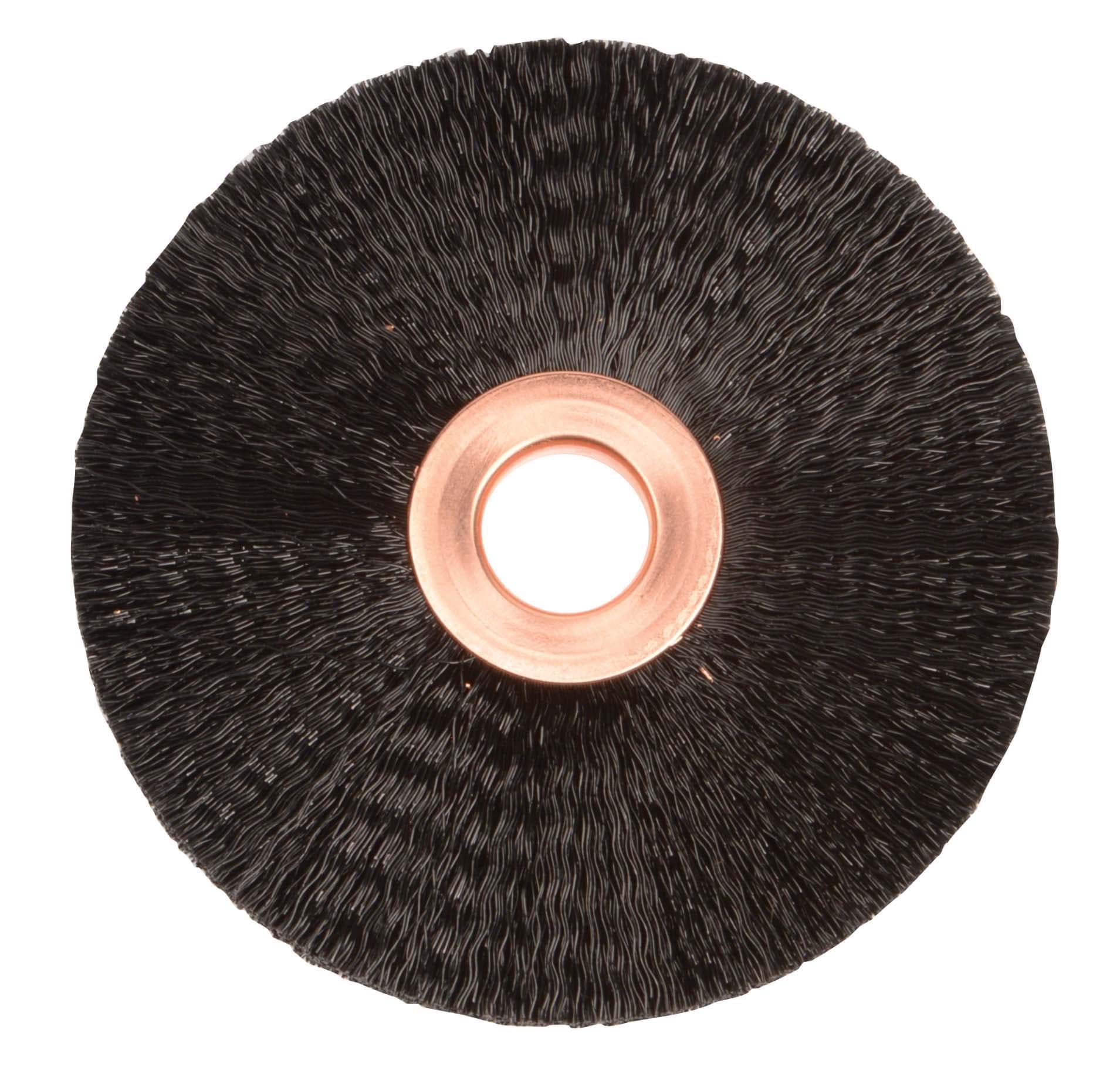 Picture of 3" Small Diameter Nylon Wheel, .010" Crimped Black Nylon Fill, 1/2" Arbor Hole