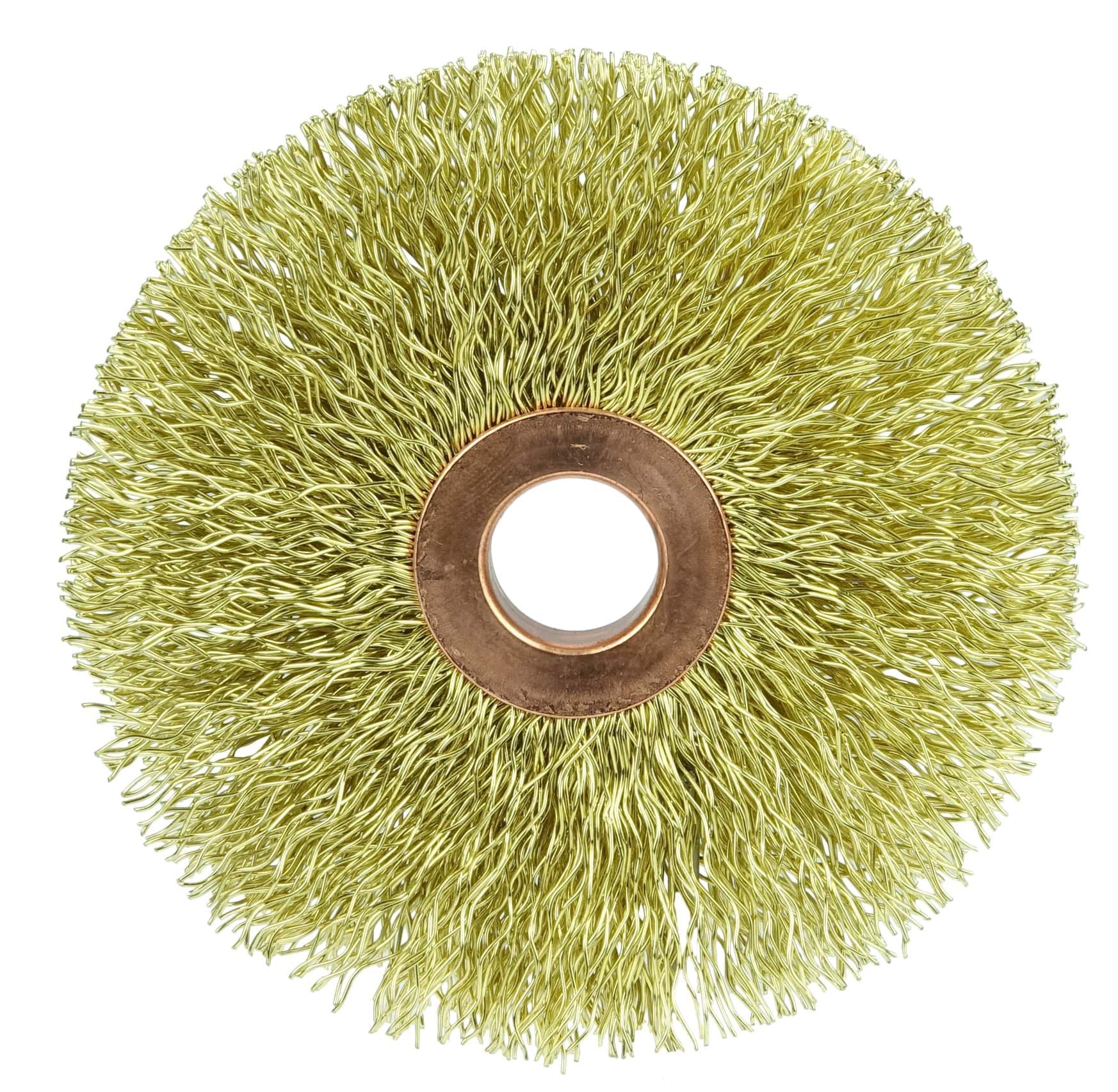 Picture of 3" Small Diameter Crimped Wire Wheel, .014" Brass Fill, 1/2" Arbor Hole