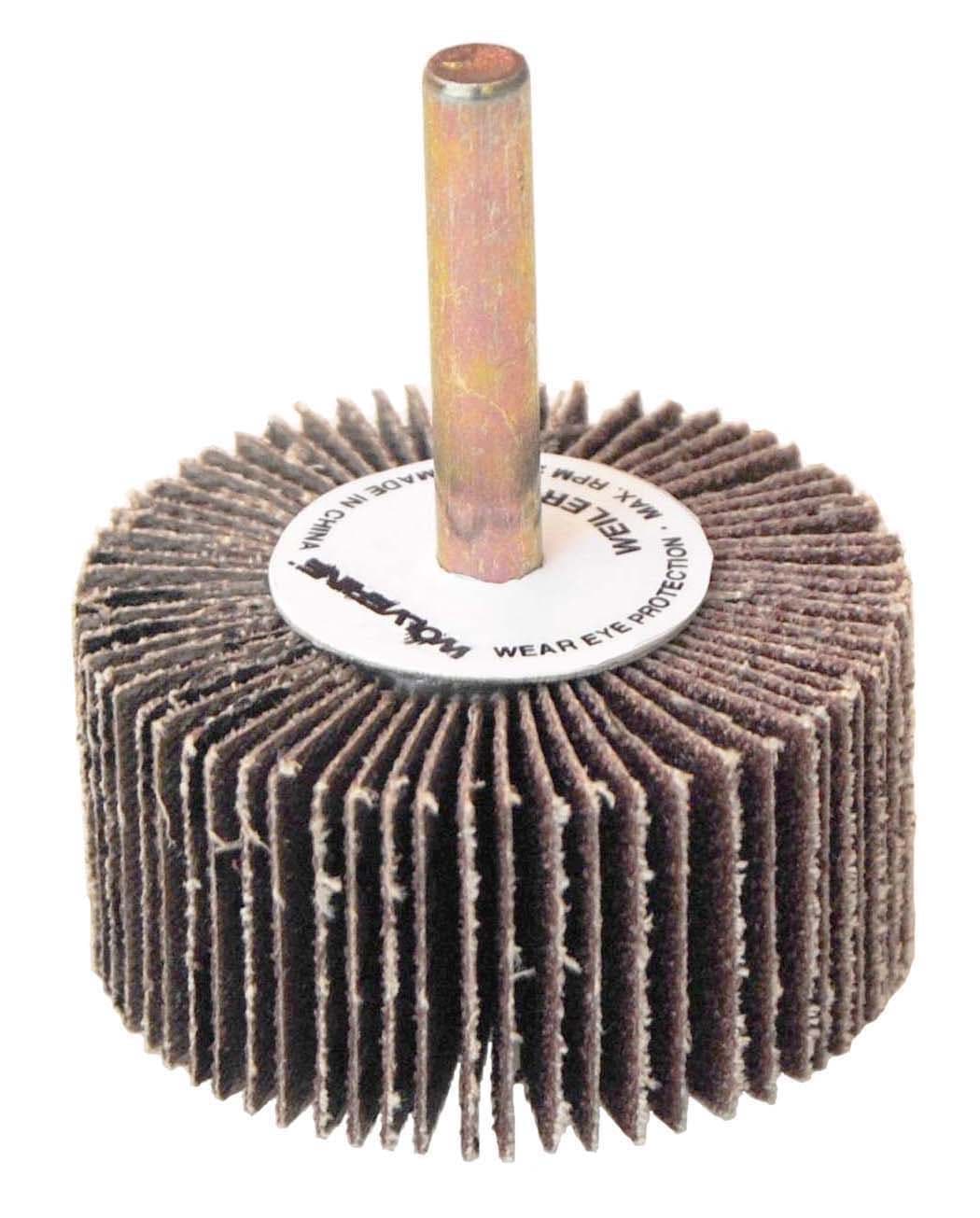 Picture of 2" x 1" x 120AO Wolverine Coated Abrasive Flap Wheel, 1/4" Stem
