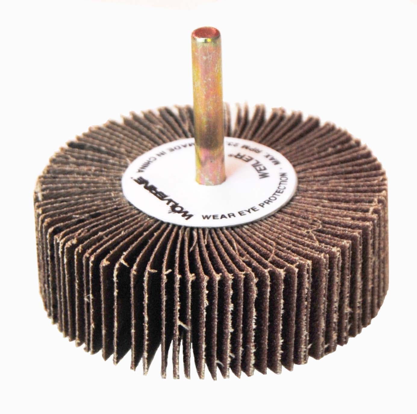 Picture of 3" x 1" x 120AO Wolverine Coated Abrasive Flap Wheel, 1/4" Stem