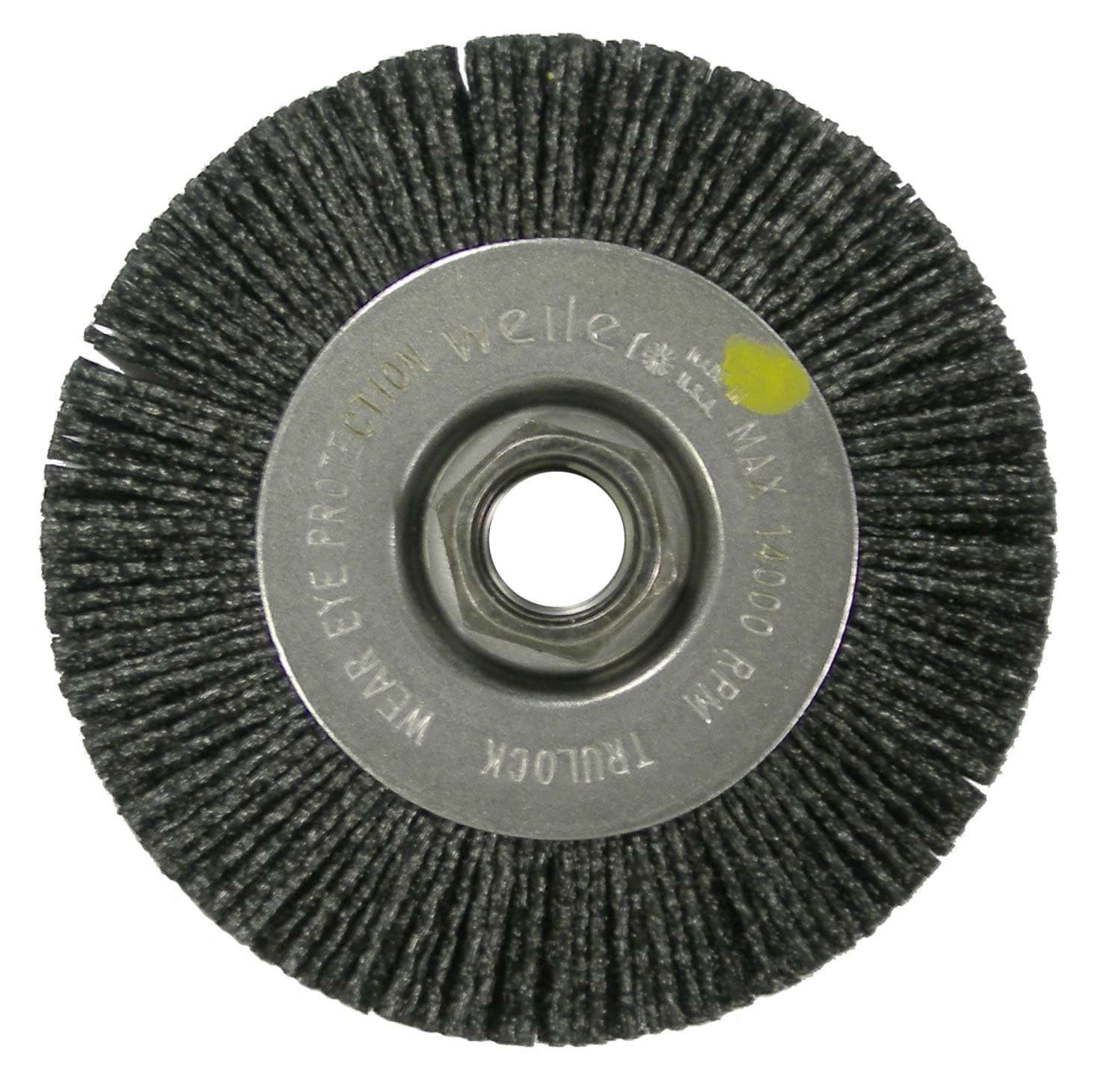 Picture of FME-Compliant 4" Black Nylox Radial Wheel Brush, .055/80CG Crimped Fill, Use with 60012 Grinder