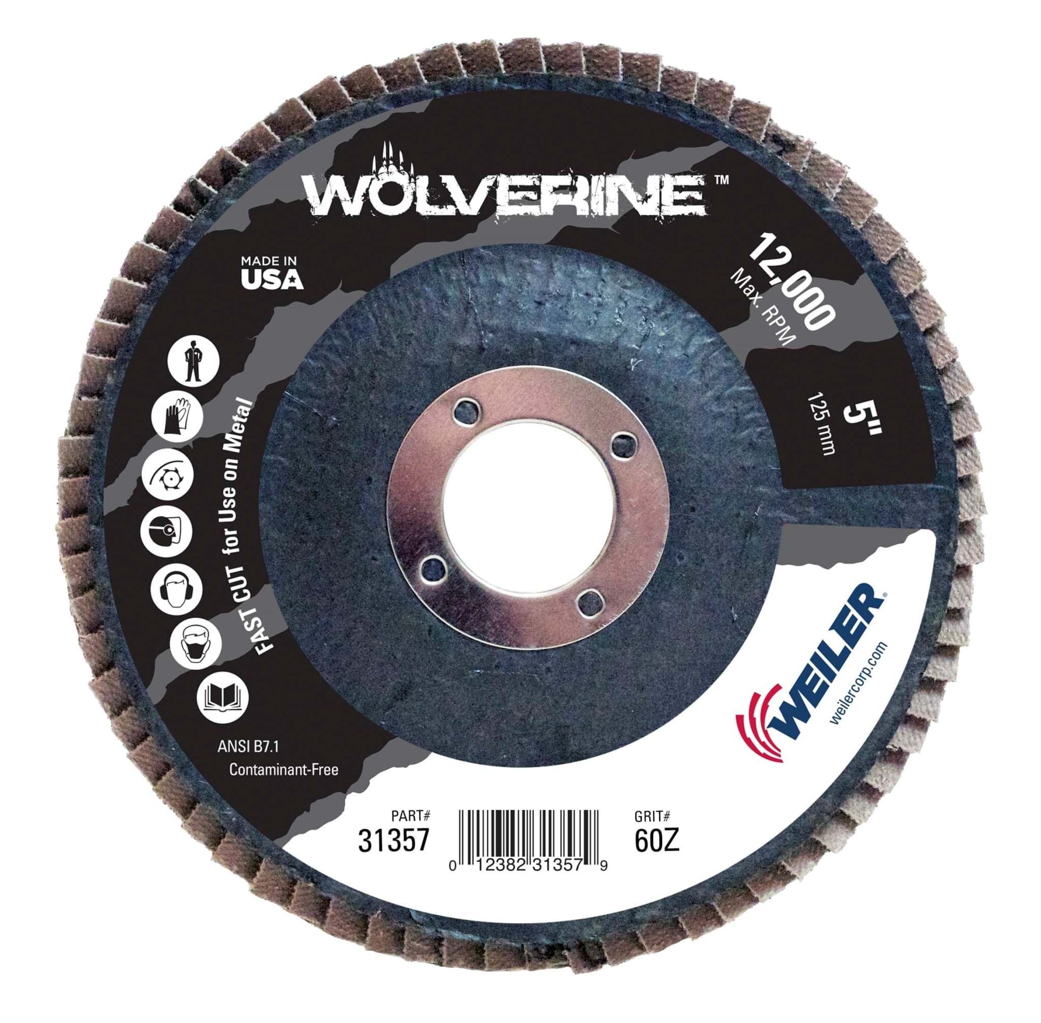 Picture of 5" Wolverine Abrasive Flap Disc, Conical (TY29), Phenolic Backing, 60Z, 7/8" Arbor Hole