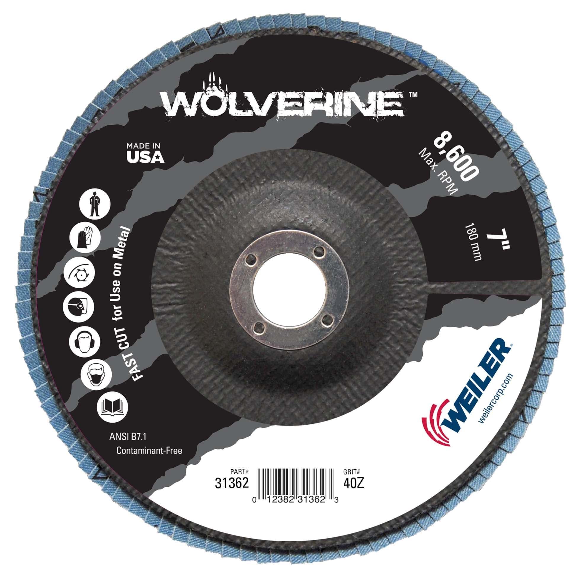 Picture of 7" Wolverine Abrasive Flap Disc, Conical (TY29), Phenolic Backing, 40Z, 7/8" Arbor Hole