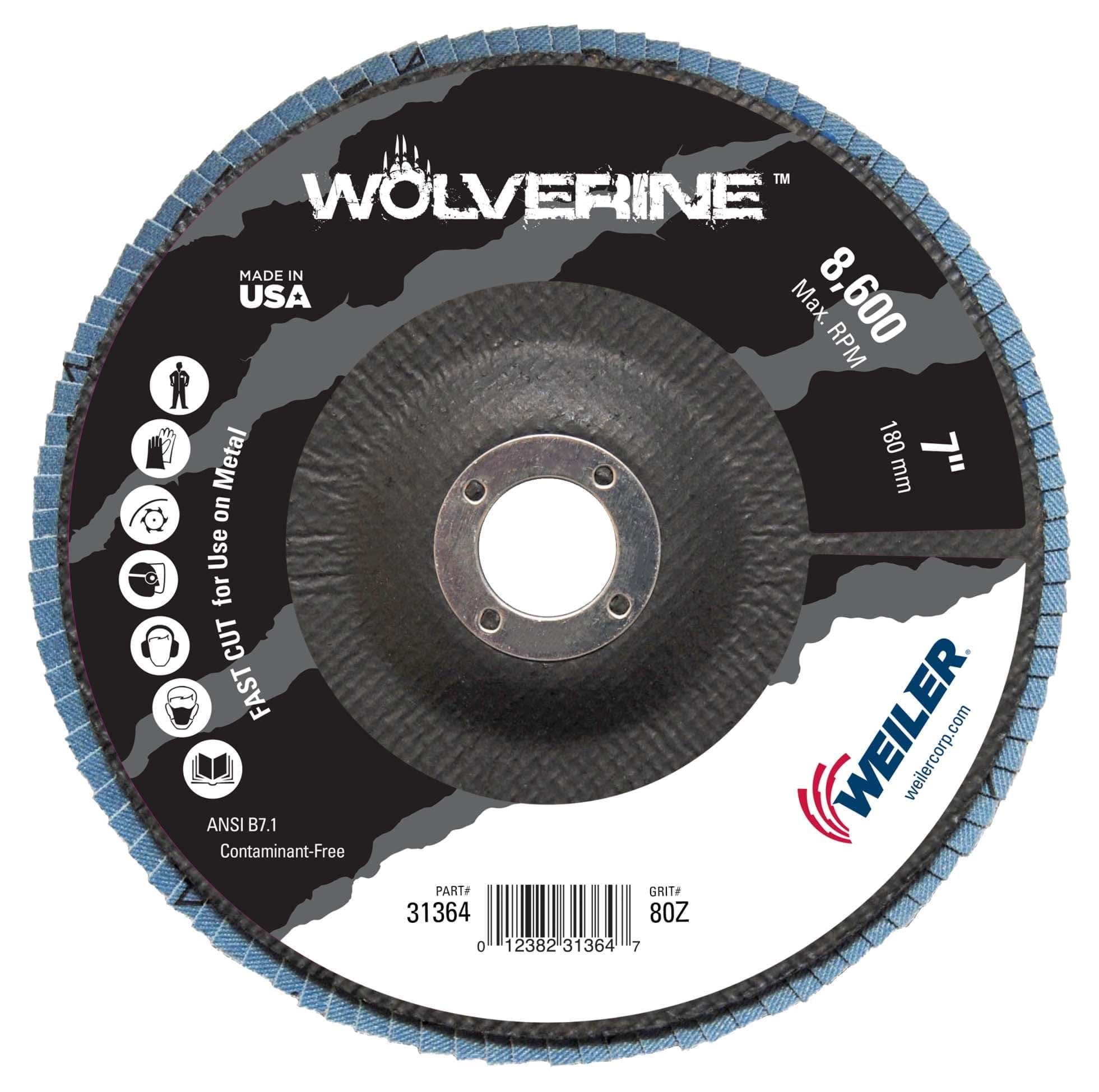 Picture of 7" Wolverine Abrasive Flap Disc, Conical (TY29), Phenolic Backing 80Z, 7/8" Arbor Hole