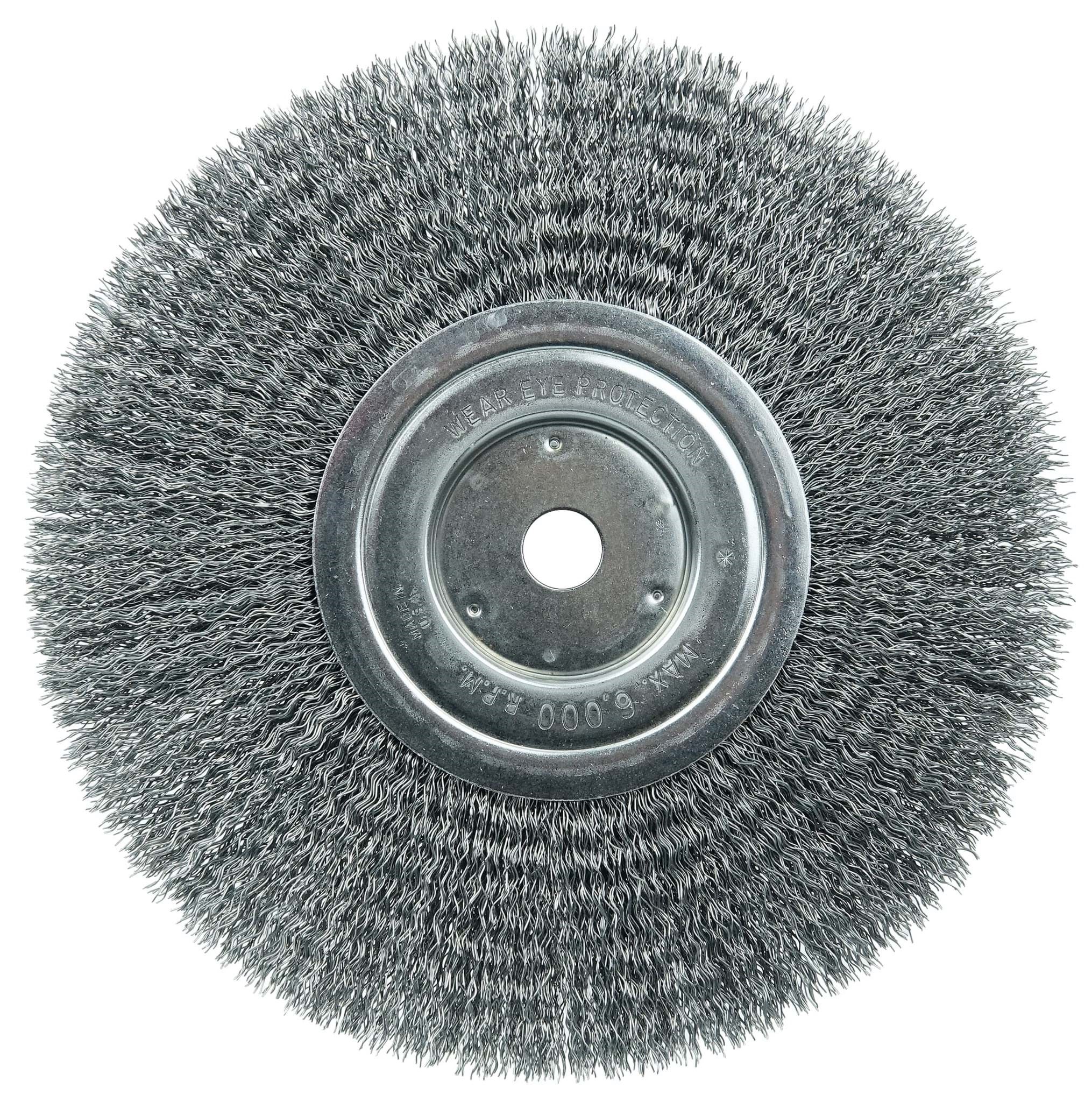 Picture of Wolverine 8" Crimped Wire Wheel, .014" Steel Fill, Narrow Face, 5/8" Arbor Hole