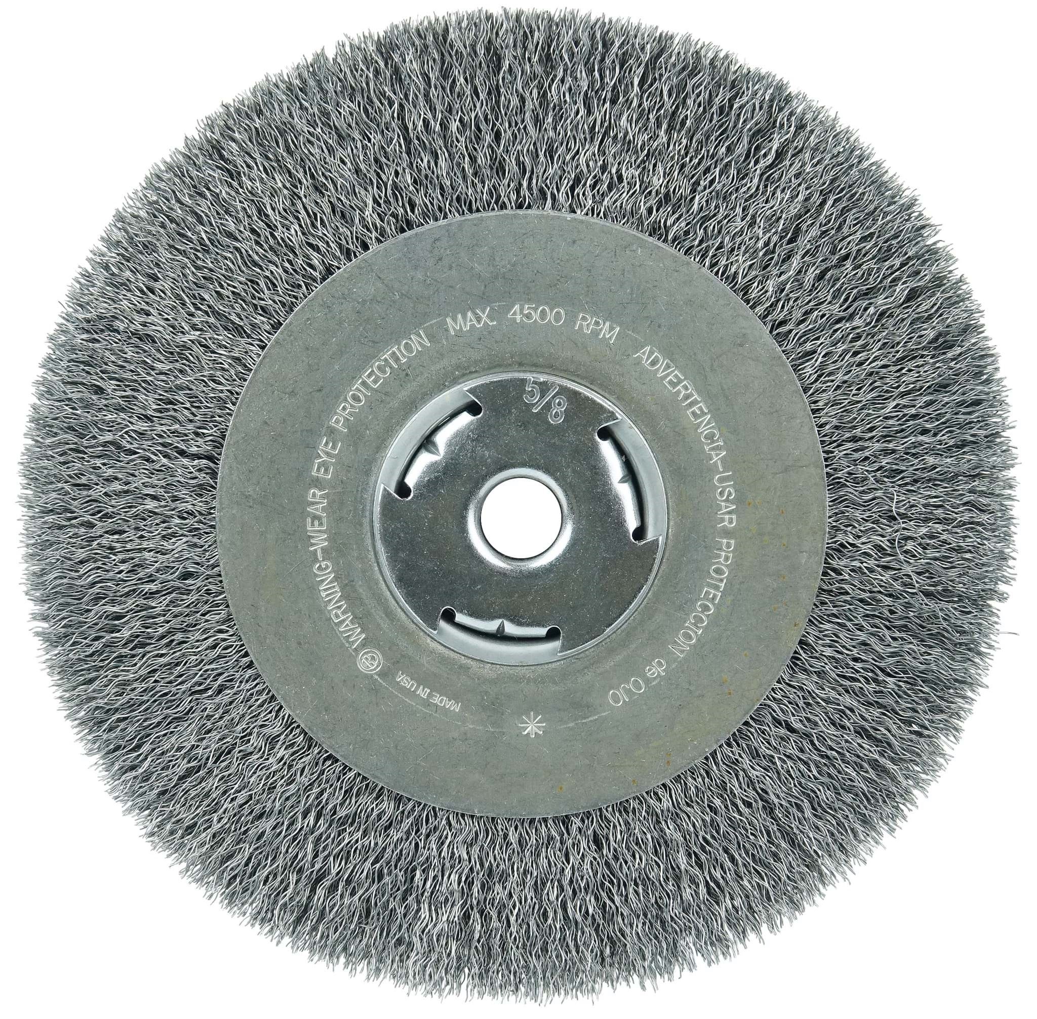 Picture of Wolverine 8" Crimped Wire Wheel, .014" Steel Fill, Wide Face, 5/8" Arbor Hole