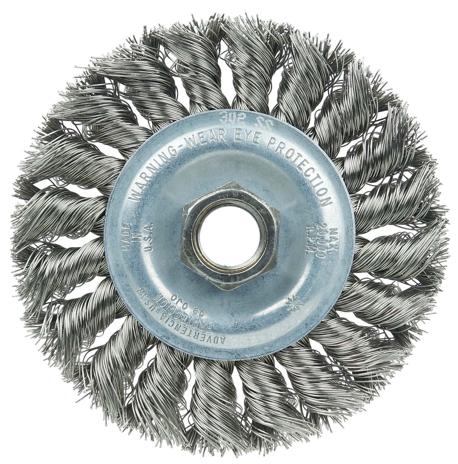 Picture of Wolverine 4" Knot Wire Wheel, Standard Twist, .014" Stainless Steel , 5/8"-11 UNC Nut