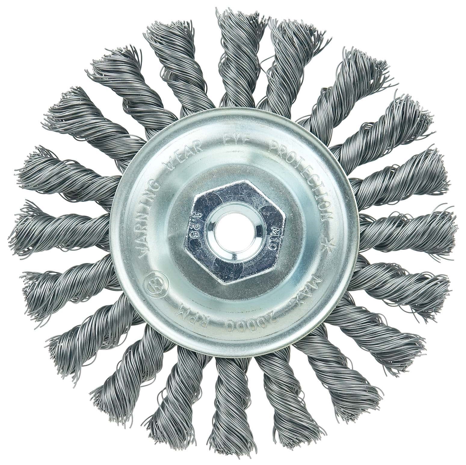 Picture of Wolverine 4" Knot Wire Wheel, Standard Twist, .014" Steel Fill, M10x1.25 Nut