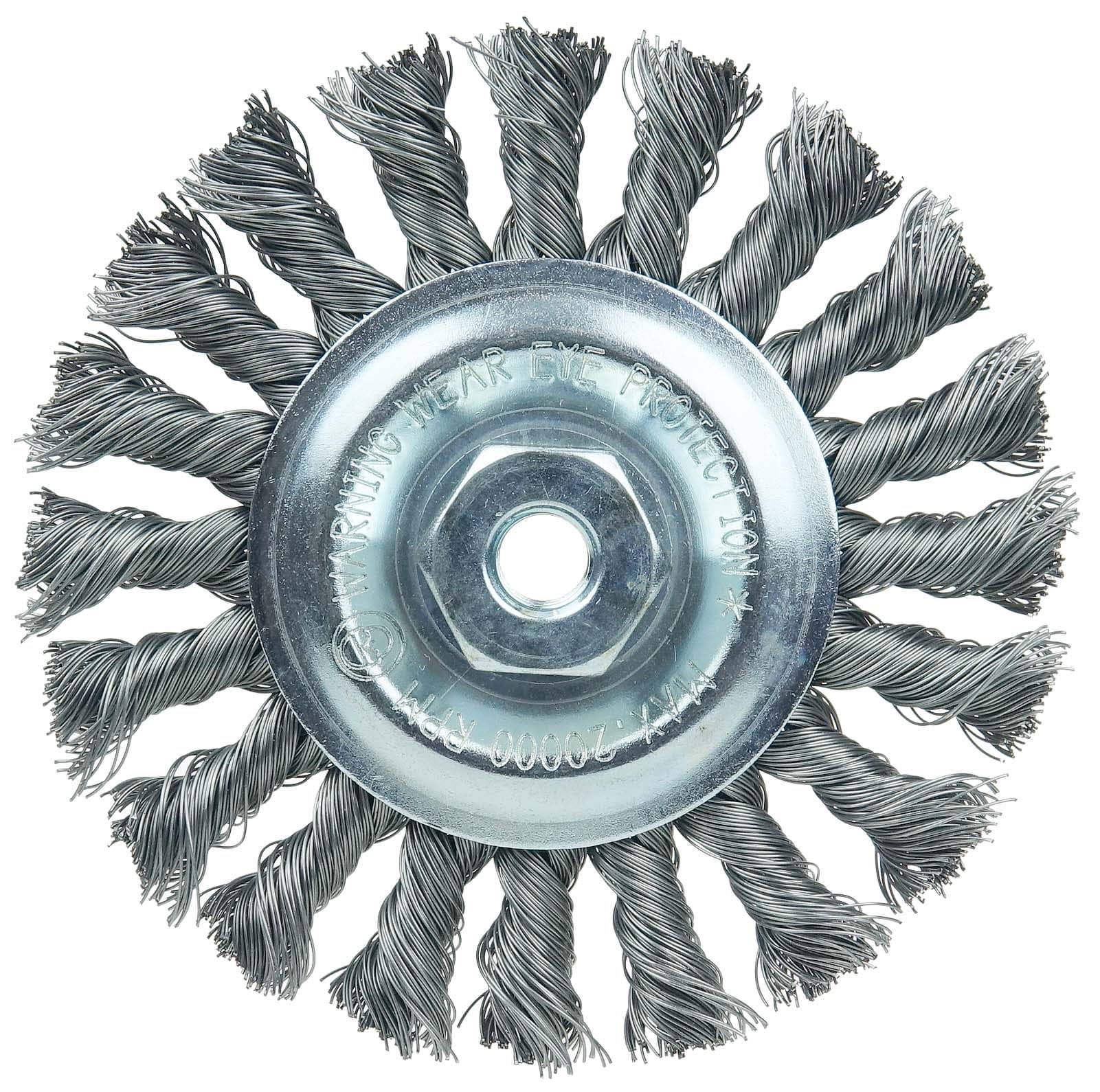 Picture of Wolverine 4" Knot Wire Wheel, Standard Twist, .014" Steel Fill, M10x1.50 Nut