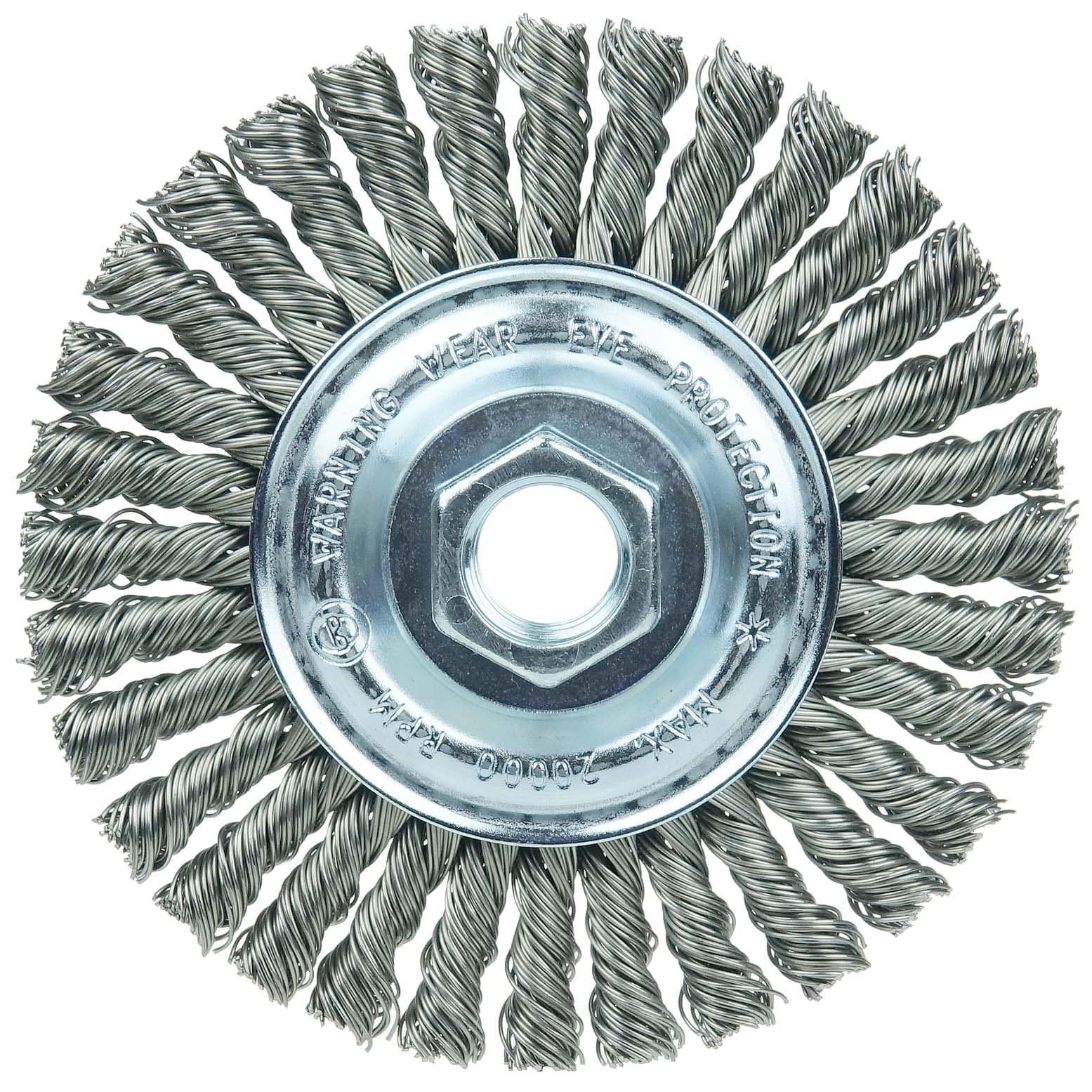 Picture of Wolverine 4" Knot Wire Wheel, Stringer Bead Twist, .020" Steel Fill, 5/8"-11 UNC Nut