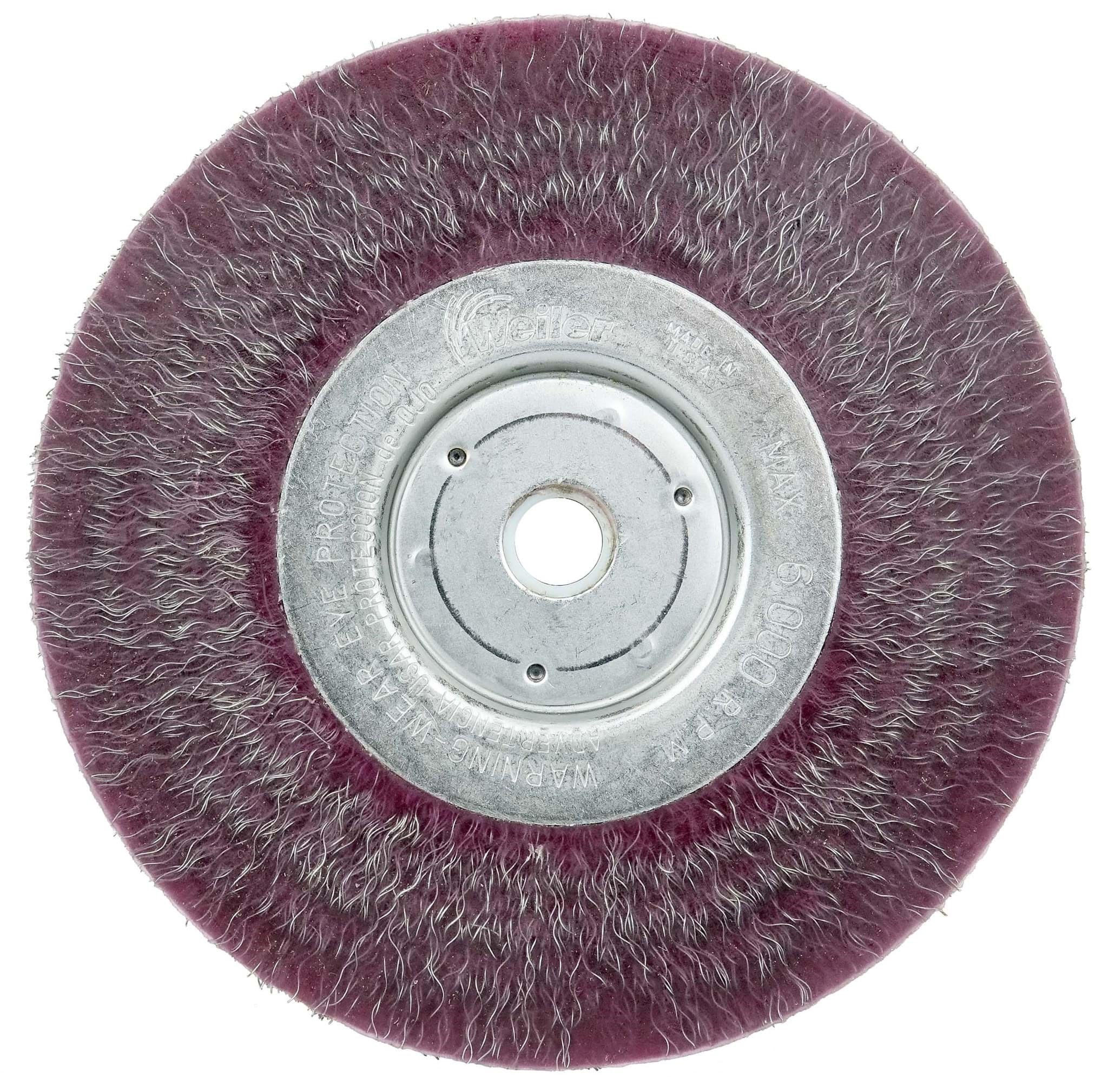 Picture of 6" Polyflex Encapsulated Narrow Face Crimped Wire Wheel, .0104" Steel Fill, 5/8"-1/2" Arbor Hole