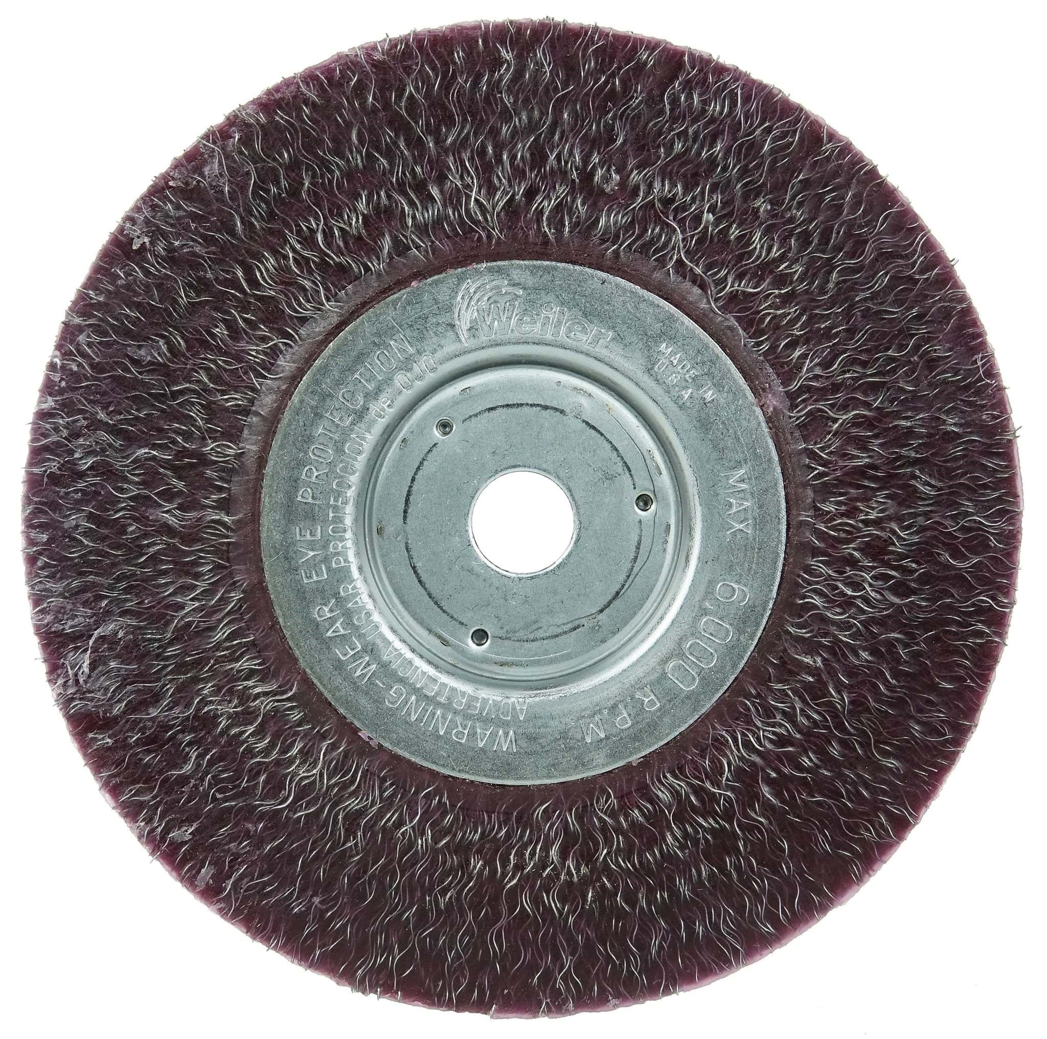 Picture of 6" Polyflex Encapsulated Narrow Face Crimped Wire Wheel, .014" Steel Fill, 5/8"-1/2" Arbor Hole