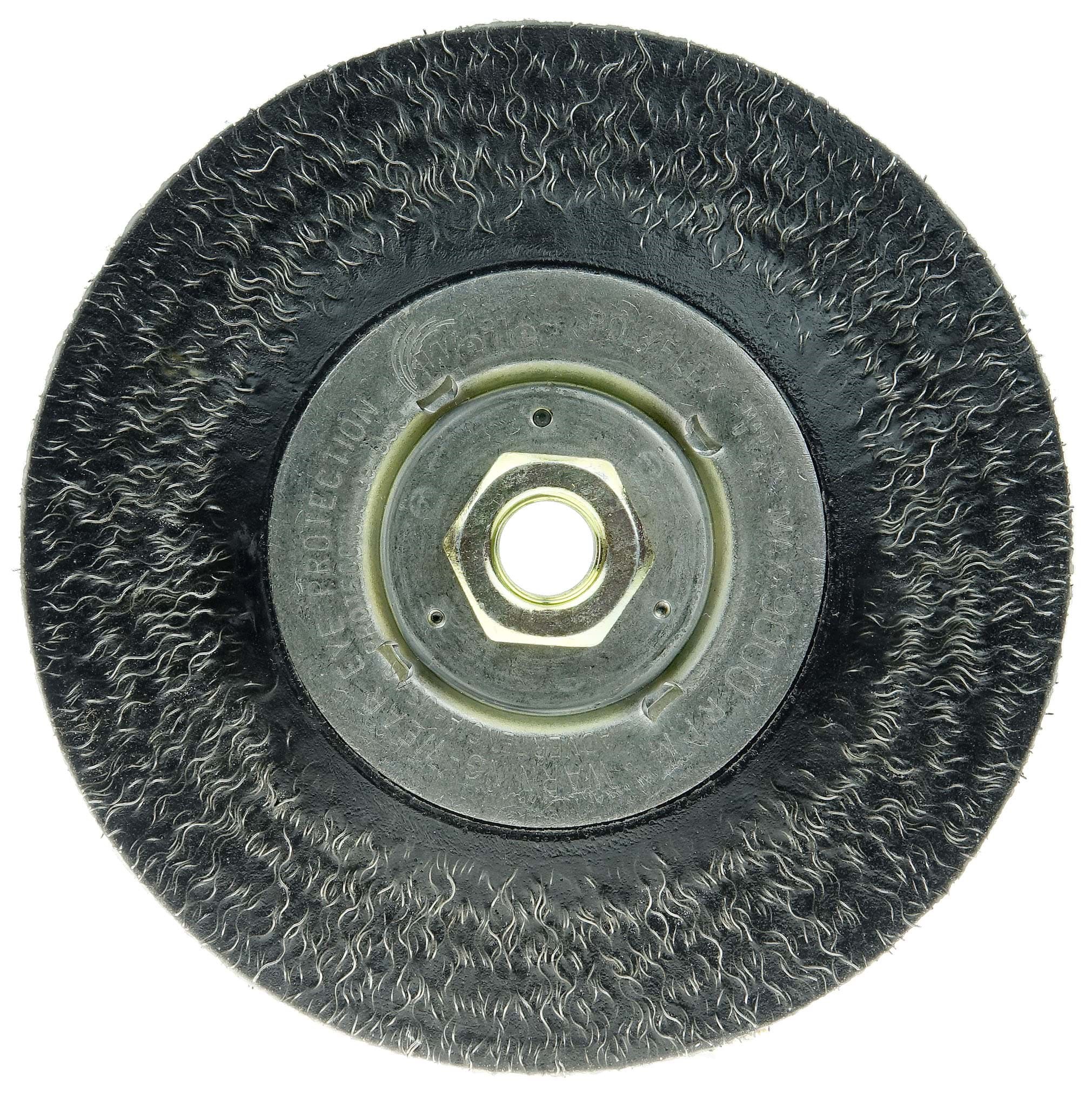 Picture of Polyflex Encapsulated Root Pass Weld Cleaning Brush 6", .014" Steel Fill, 5/8"-11 UNC Nut