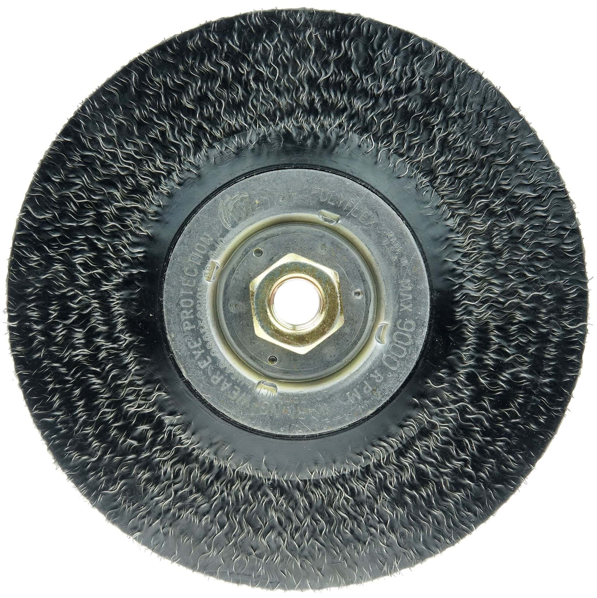 Picture of Polyflex Encapsulated Root Pass Weld Cleaning Brush 7", .014" Steel Fill, 5/8"-11 UNC Nut
