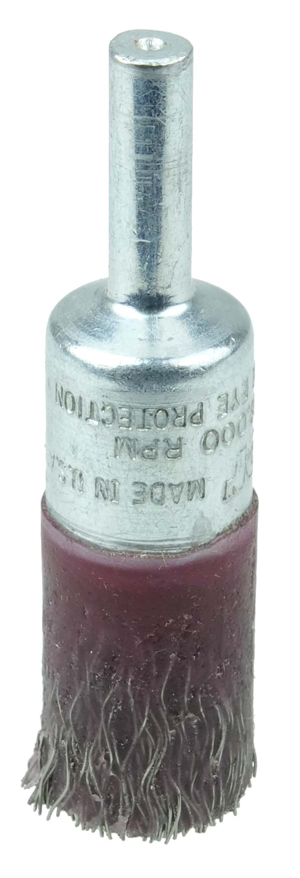 Picture of 1/2" Polyflex Encapsulated Crimped Wire End Brush, .0104" Steel Fill, 1/4" Stem