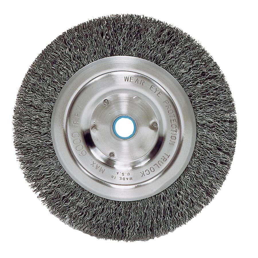 Picture of Wolverine 6" Crimped Wire Wheel, .014" Steel Fill, Narrow Face, 5/8"-1/2" Arbor Hole