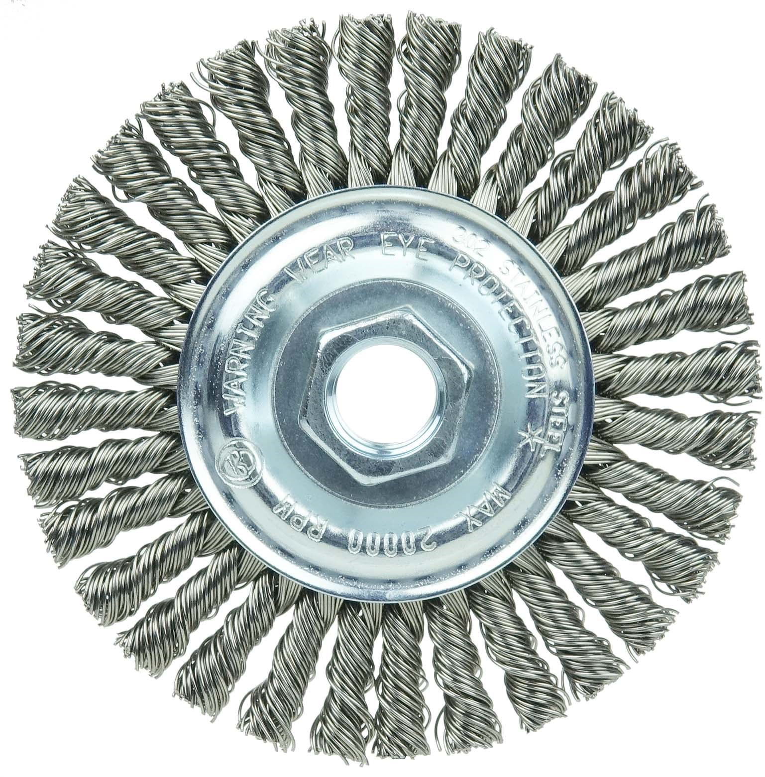 Picture of Wolverine 4" Knot Wire Wheel, Stringer Bead Twist, .020" Stainless Steel Wire, 5/8"-11 UNC Nut