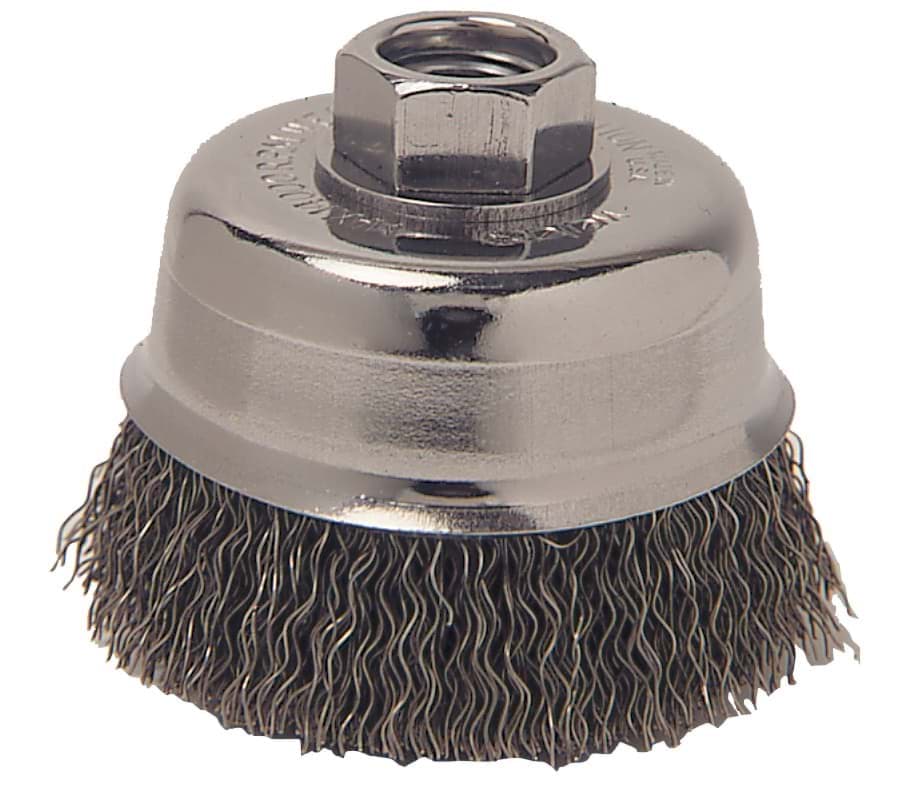 Picture of Wolverine 3" Crimped Wire Cup Brush, .014" Steel Fill, 1/2"-13 Arbor Hole