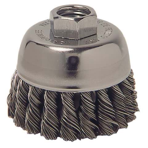 Picture of Wolverine 3" Knot Wire Cup Brush, .020" Stainless Steel Fill, 5/8"-11 UNC Nut