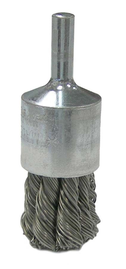 Picture of Wolverine 3/4" Knot Wire End Brush, .014"Stainless Steel Fill, 1/4" Stem