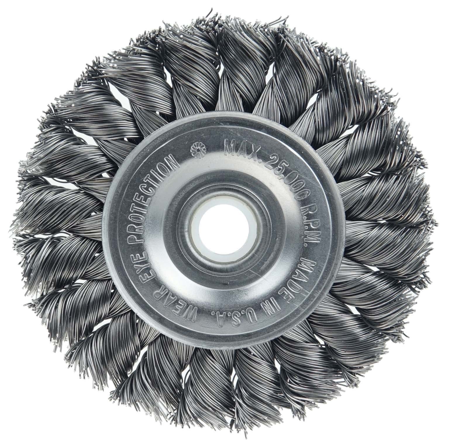 Picture of Wolverine 3" Knot Wire Wheel, Standard Twist, .014" , 1/2"-3/8" Arbor Hole, Steel Wire