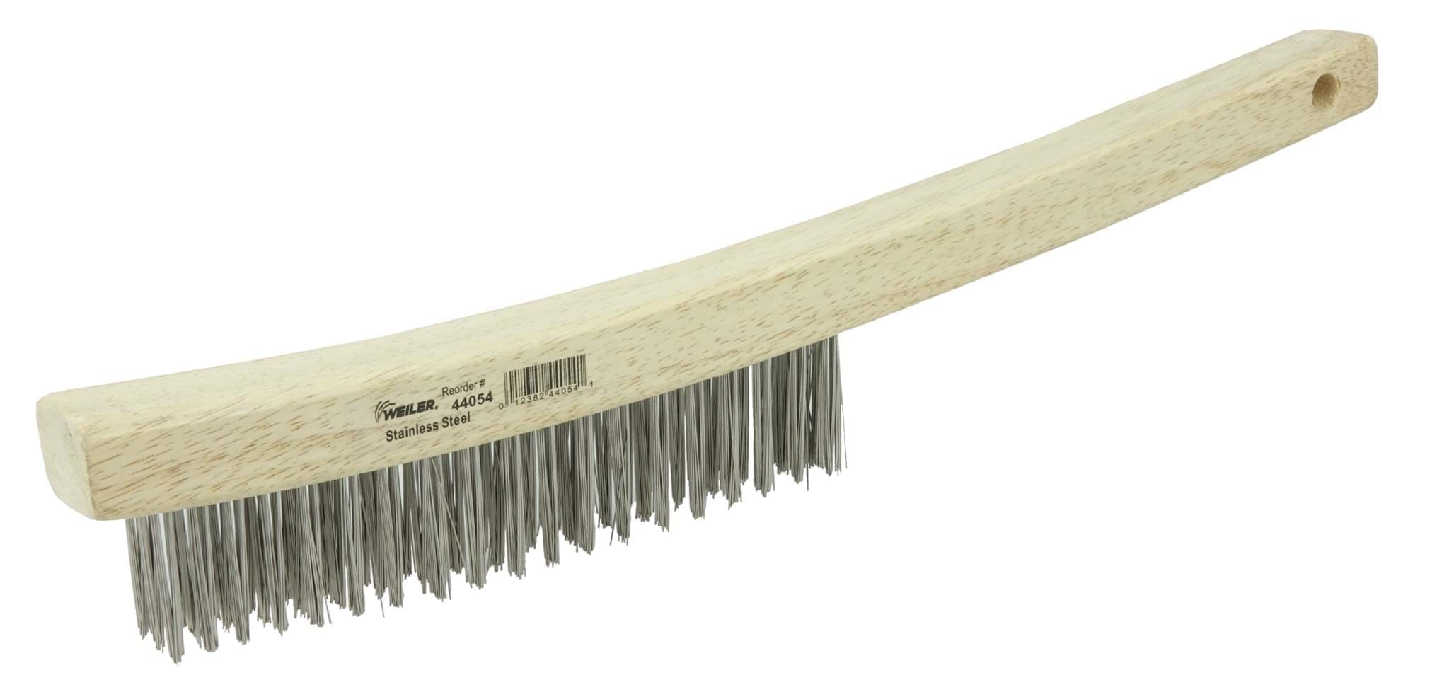 Picture of Hand Wire Scratch Brush, .012 Stainless Steel Fill, Curved Handle, 3 x 19 Rows