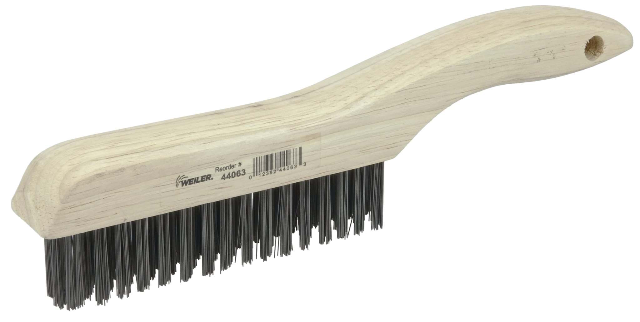 Picture of Hand Wire Scratch Brush, .012 Carbon Steel Fill, Shoe Handle, 4 x 16 Rows