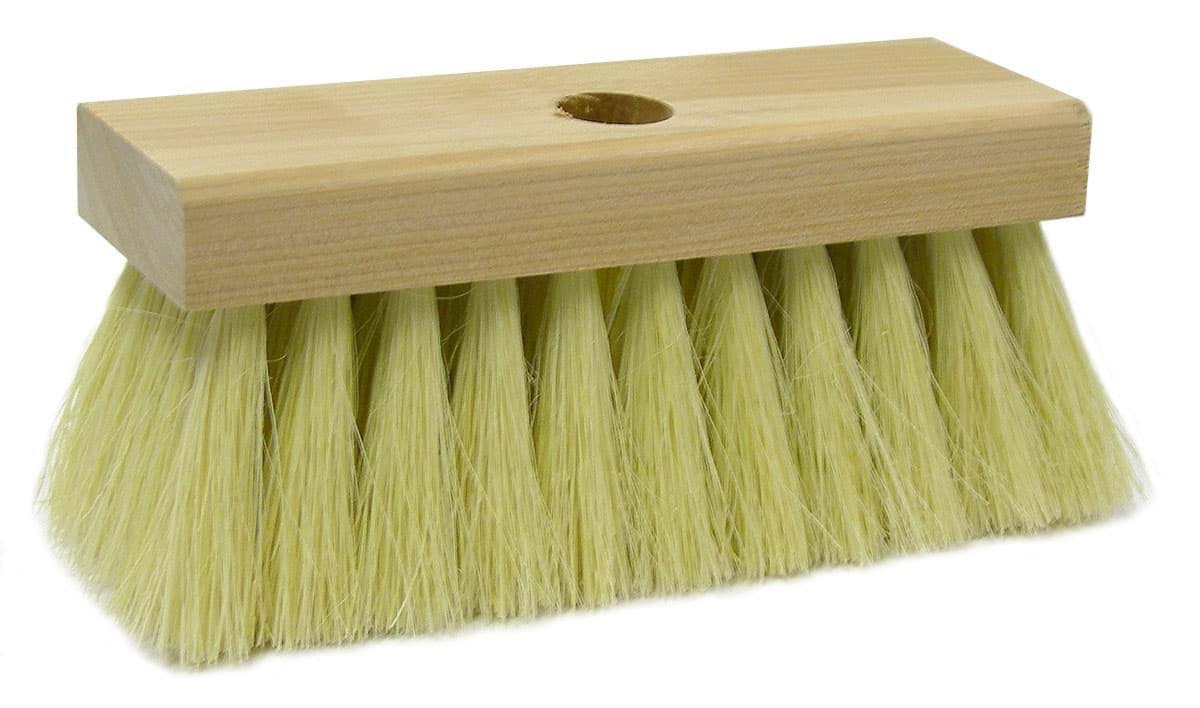 Picture of 7" Roof Brush, White Tampico Fill; includes 12 Heads + 12 Handles (48" Tapered Tip)