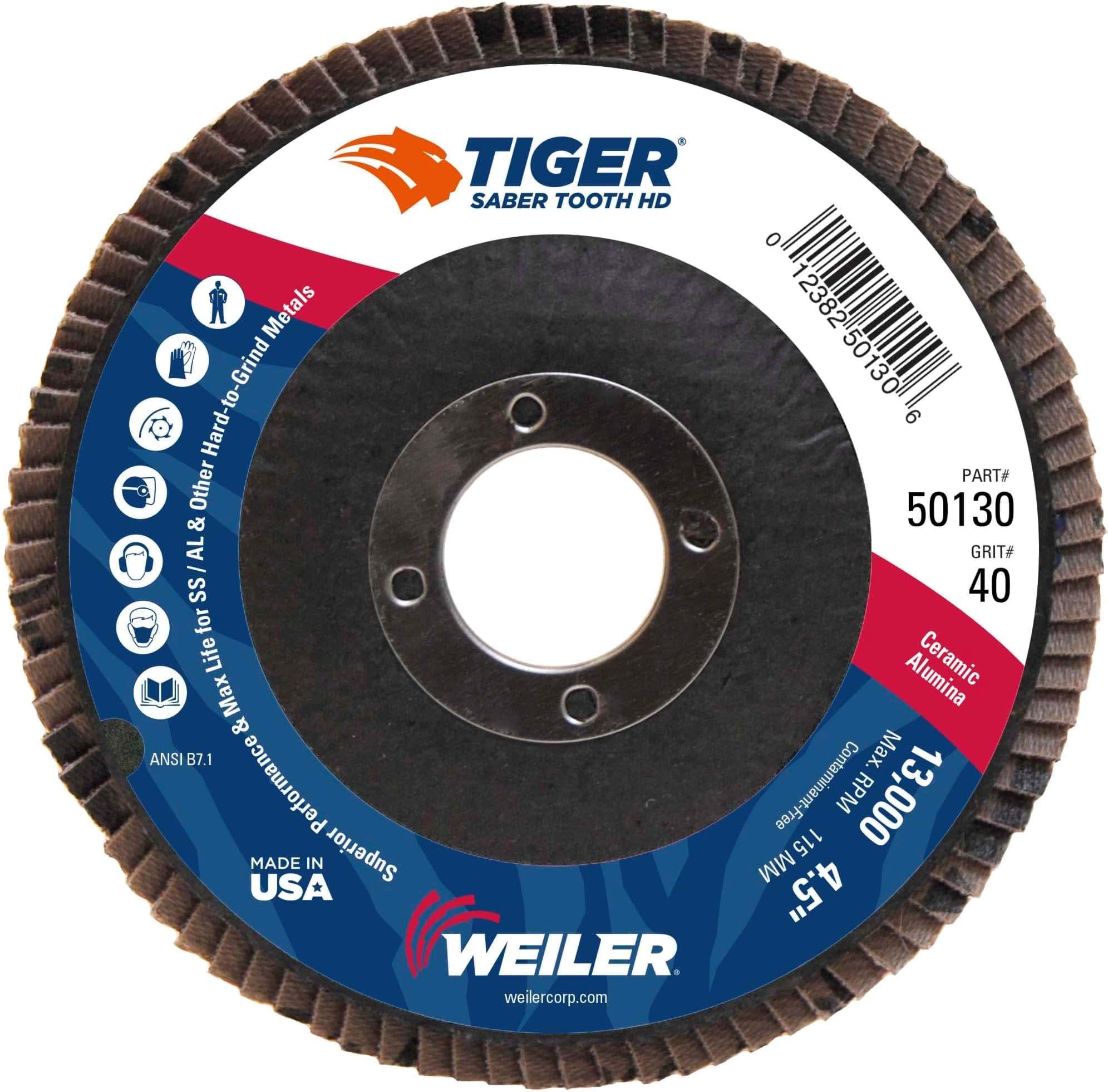 Picture of 4-1/2" Tiger Ceramic High Density (TY27)  Abrasive, 40C, 7/8" Arbor Hole