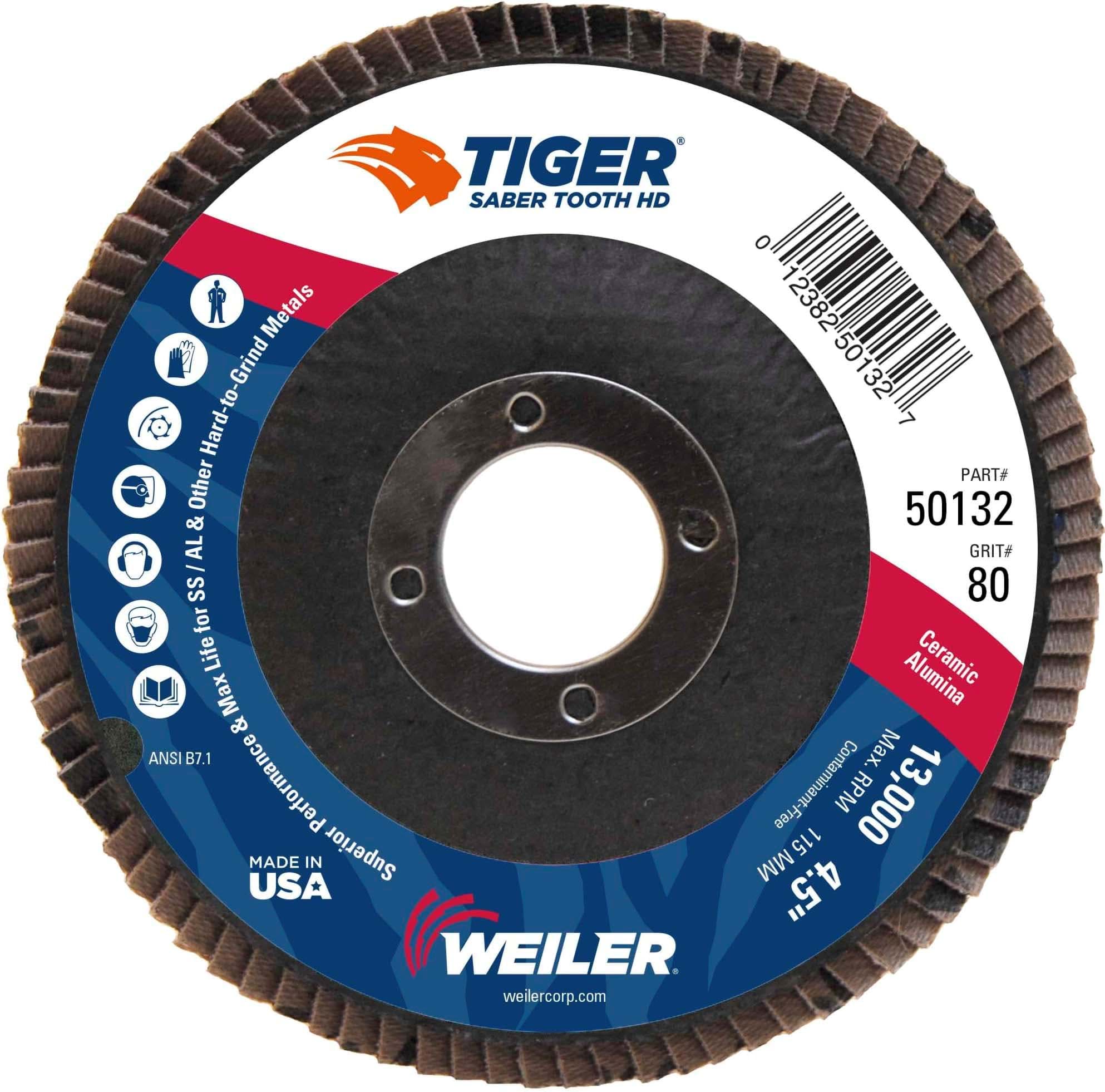 Picture of 4-1/2" Tiger Ceramic High Density (TY27)  Abrasive, 80C, 7/8" Arbor Hole