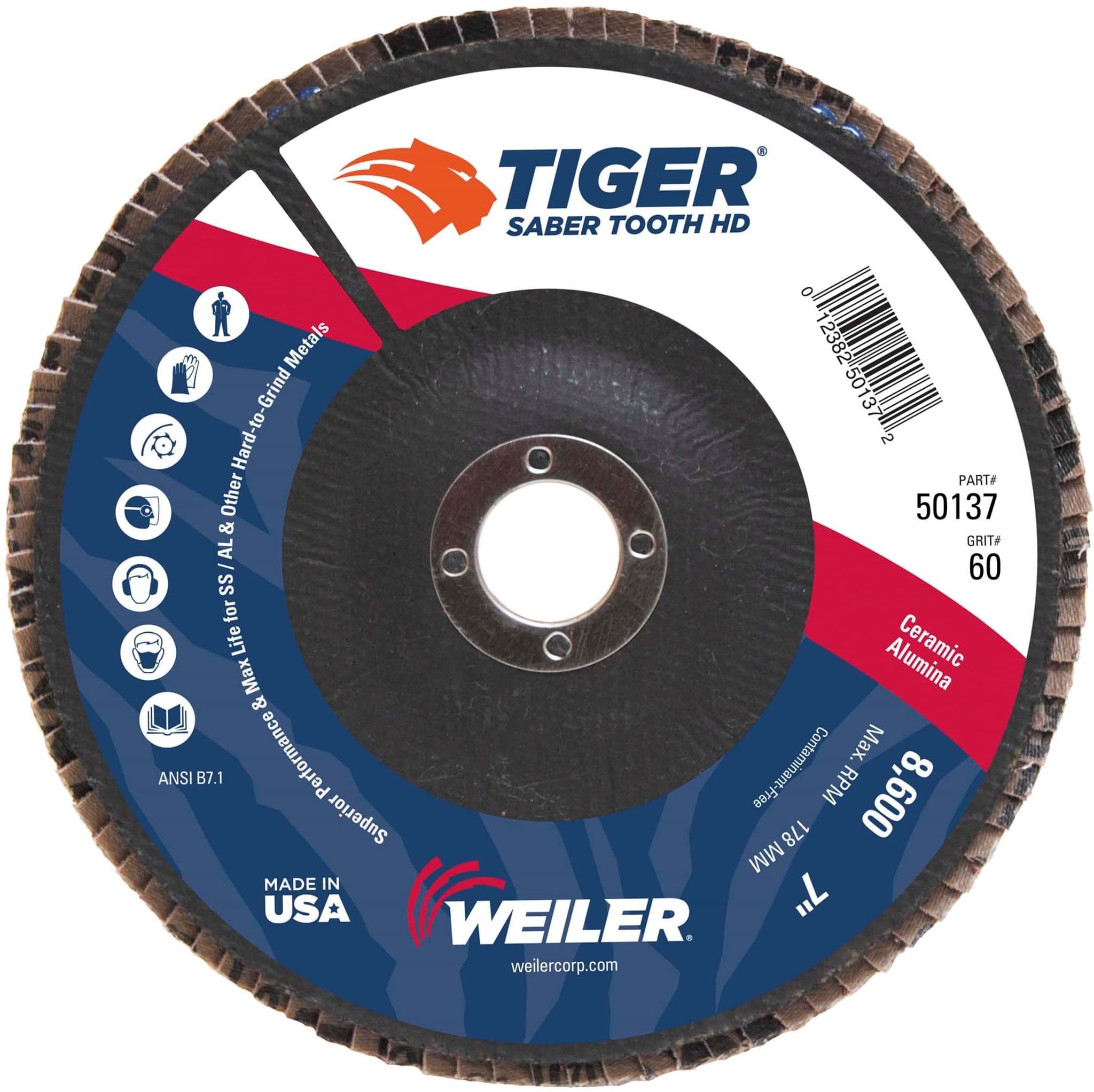 Picture of 7" Tiger Ceramic High Density (TY27)  Abrasive, 60C, 7/8" Arbor Hole