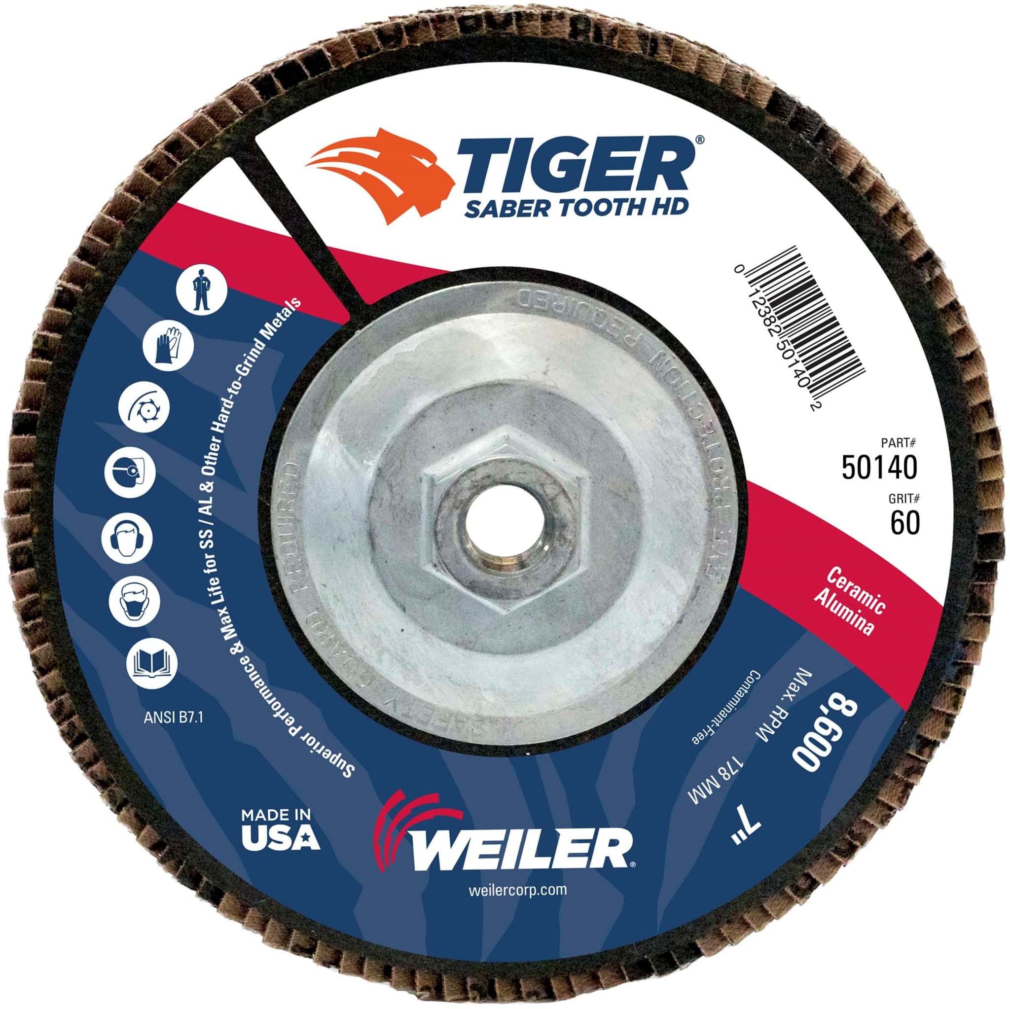 Picture of 7" Tiger Ceramic High Density (TY27)  Abrasive, 60C, 5/8"-11 UNC Nut