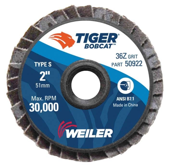 Picture of 2" BobCat Mini Abrasive Flap Disc, Conical (TY29),  Type S Mount, 36Z