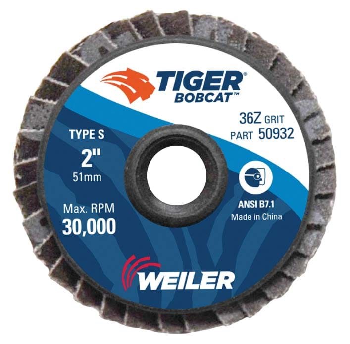 Picture of 2" BobCat Mini Abrasive Flap Disc, Flat (TY27),  Type S Mount, 36Z