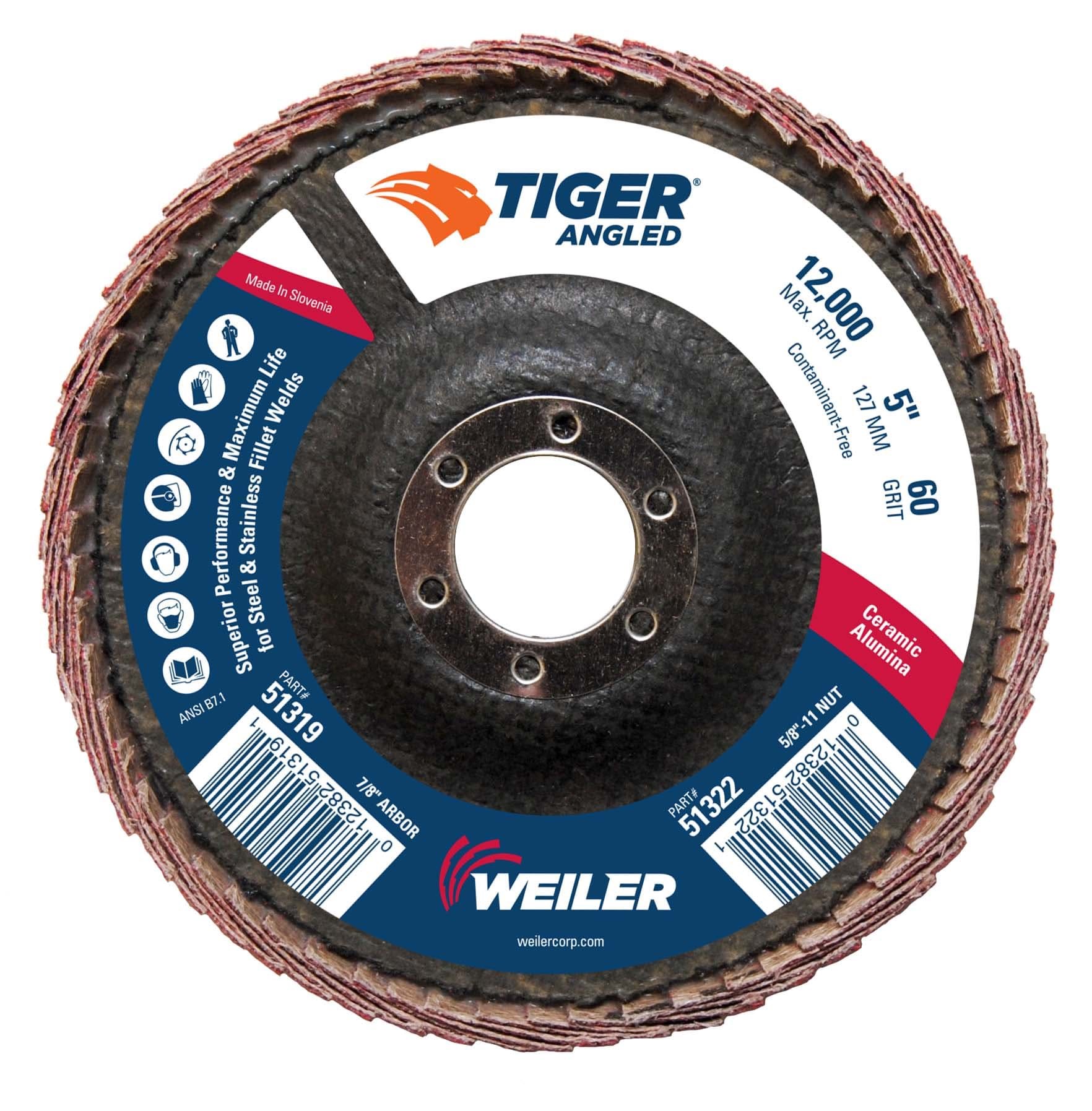 Picture of 5" Tiger Angled (Radial) Ceramic Flap Disc 60C 7/8 Arbor Hole