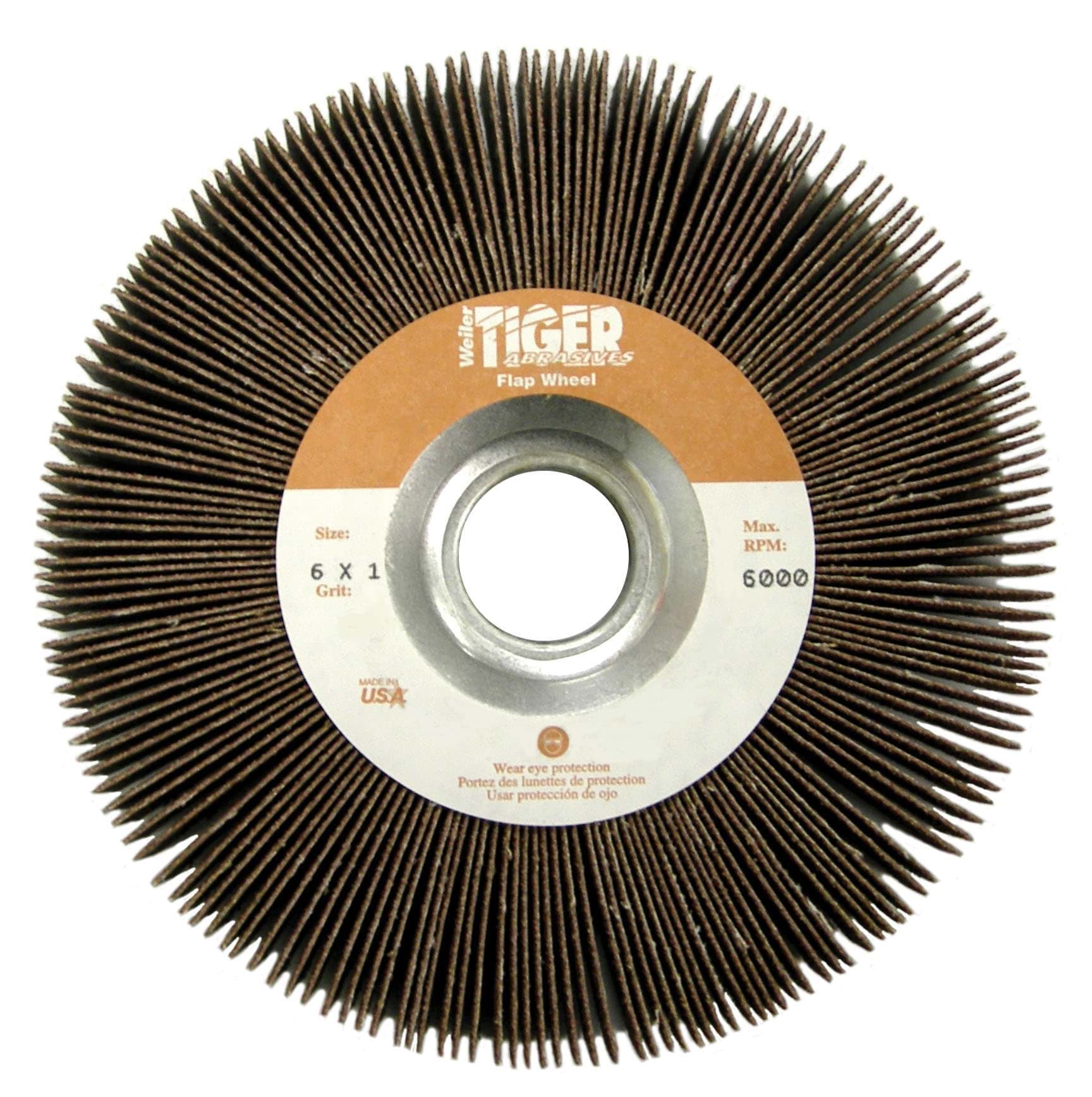 Picture of 6" x 1" Tiger Coated Abrasive Flap Wheel, 1" Arbor Hole, 60AO